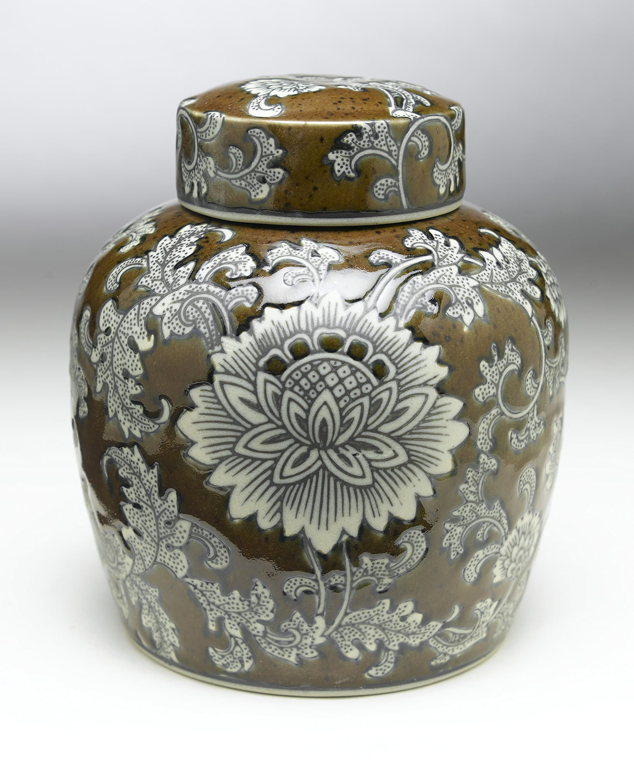 AA Importing 59750 9 Inch Brown & Grey Ginger Jar