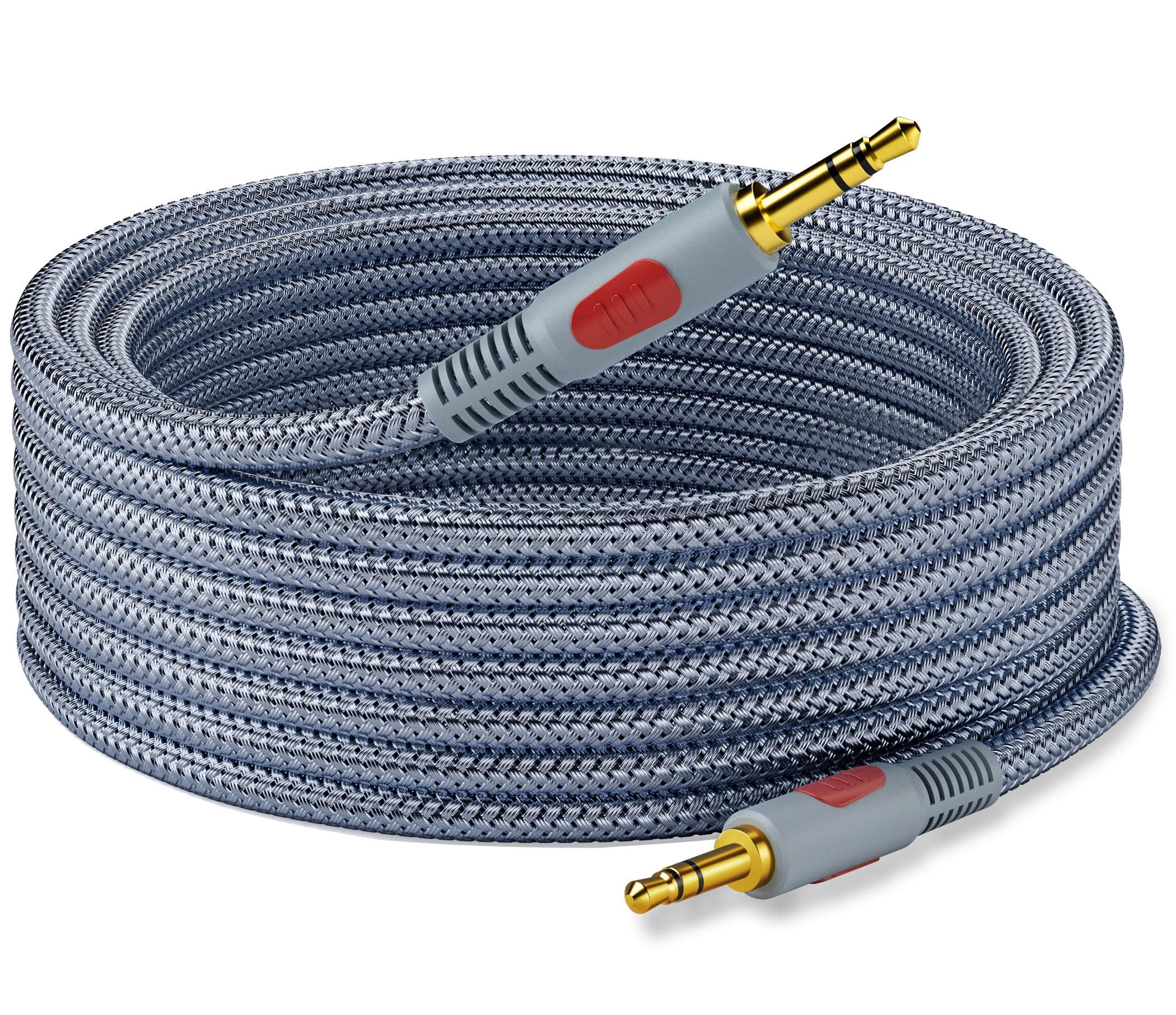 Aux Cord 100 ft,3.5mm Audio Cable Male to Male Stereo Hi-Fi Sound Nylon Braided aux to aux 1/8 Cable for Headphones Car Home Stereos Speakers Tablets