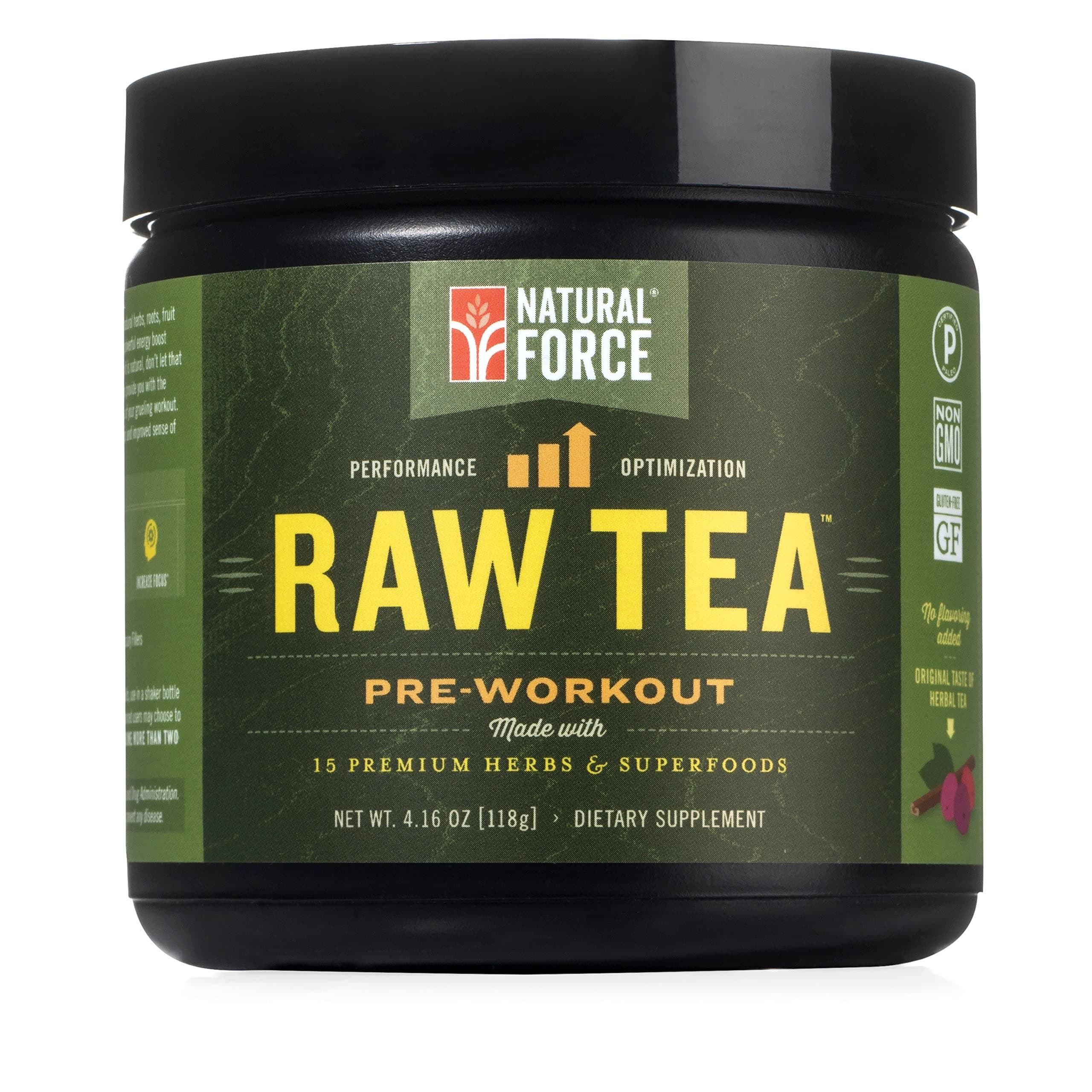 Natural Force Raw Tea All Natural Pre Workout Powder, Original Flavor – Best Preworkout for Men and Women Made from 15 Premium Herbs and Superfoods *Powerful Energy Booster