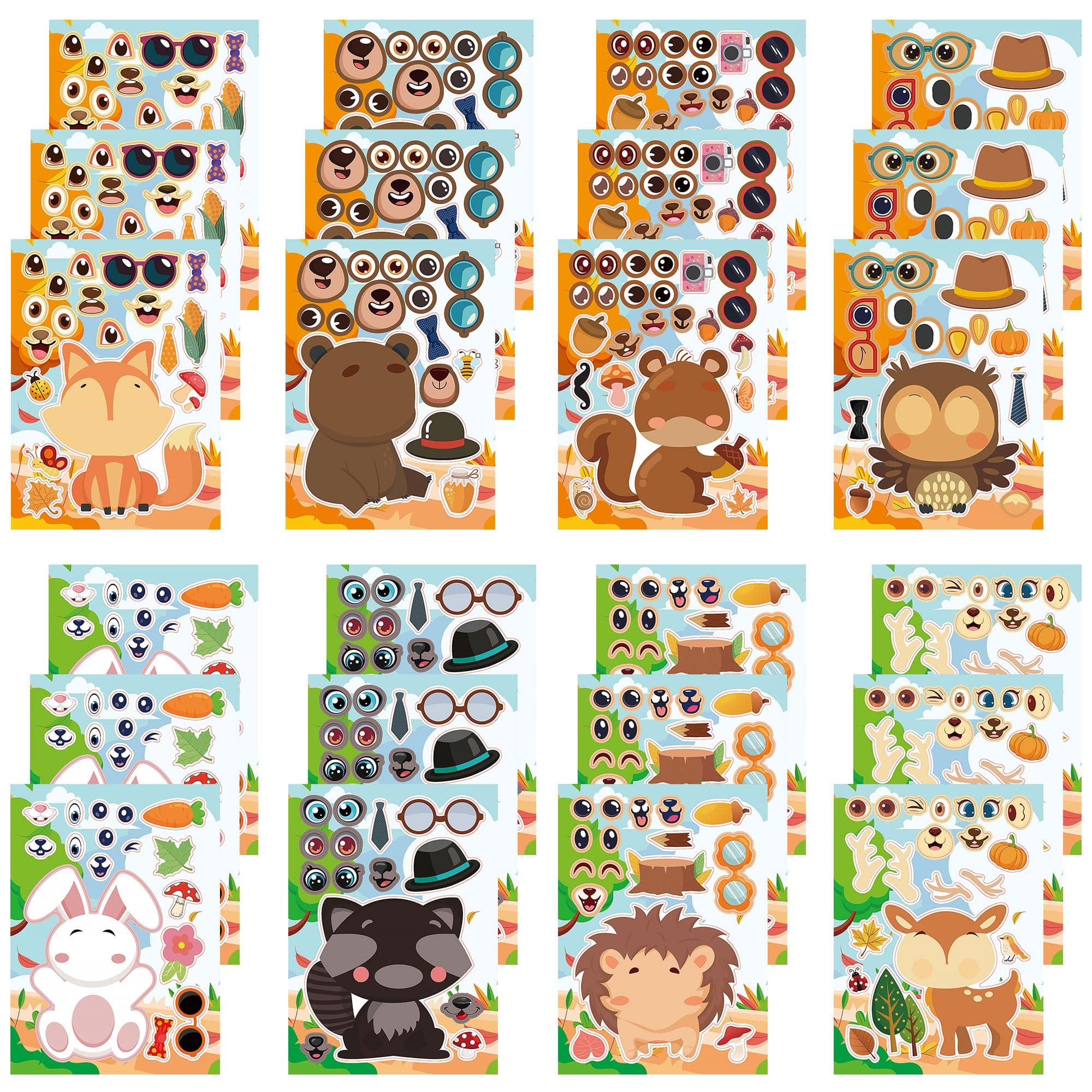 Dorgua Make Your Own Jungle Stickers, Make-a-Face Stickers, Jungle Animals Wildlife DIY Craft Stickers, Make Your Own Stickers for Kids Birthday Gift Party Favors, 8 Designs 24 Sheets