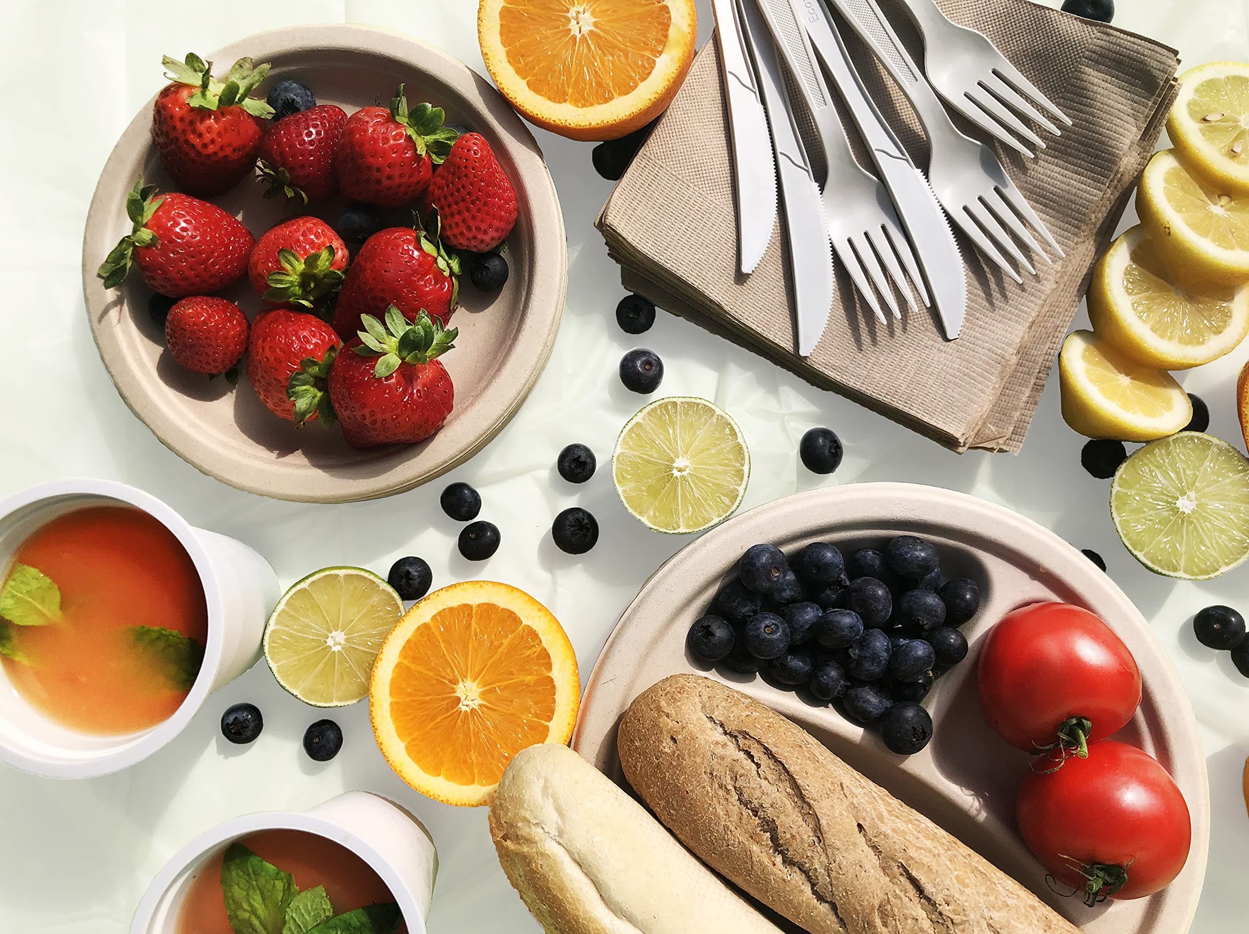 100% Compostable Rectangle Tablecloths [White 2 Pack] Picnic Table Cover, Heavy-Duty Disposable Tablecloth, Biodegradable, For Outdoor, Birthday Party, by Earth's Natural Alternative