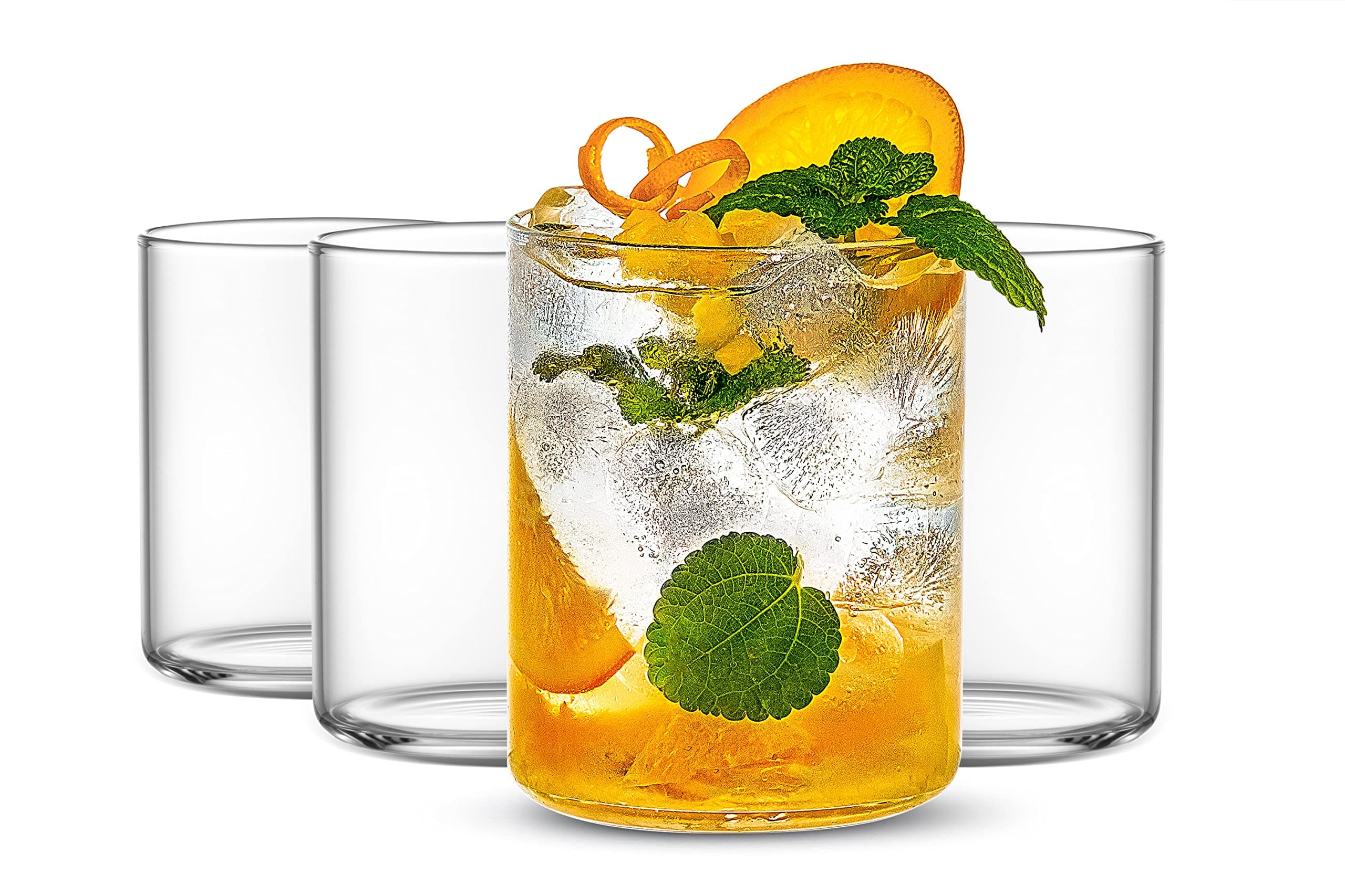 LUXU Thin Whiskey Glasses 15 oz,Premium Water Glasses Set of 4,Clear Glass Cups For Water, Juice, Beer, Drinks, and Cocktails and Mixed Drinks (15 OZ)