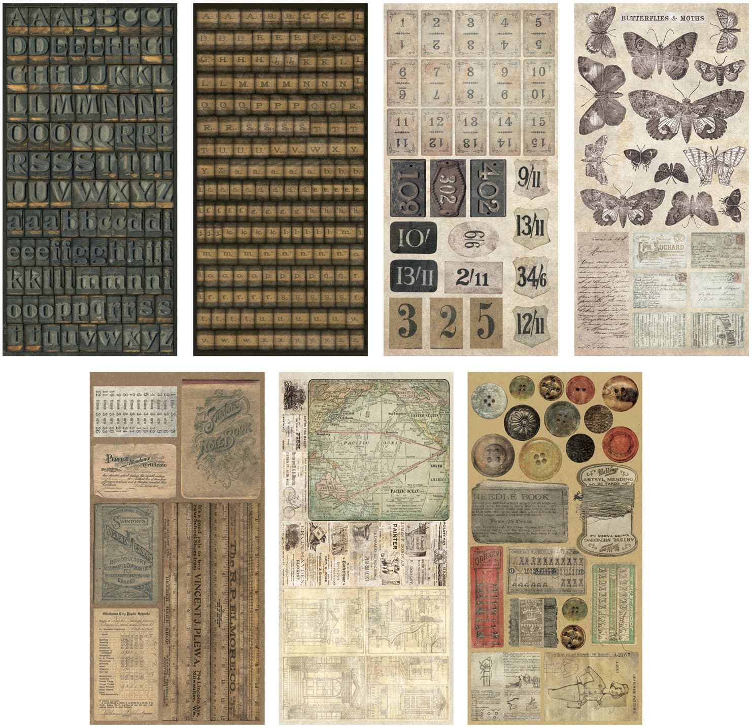 Crowded Attic Salvage Stickers by Tim Holtz Idea-ology, 372 Stickers, Paper, Multicolored, TH92898