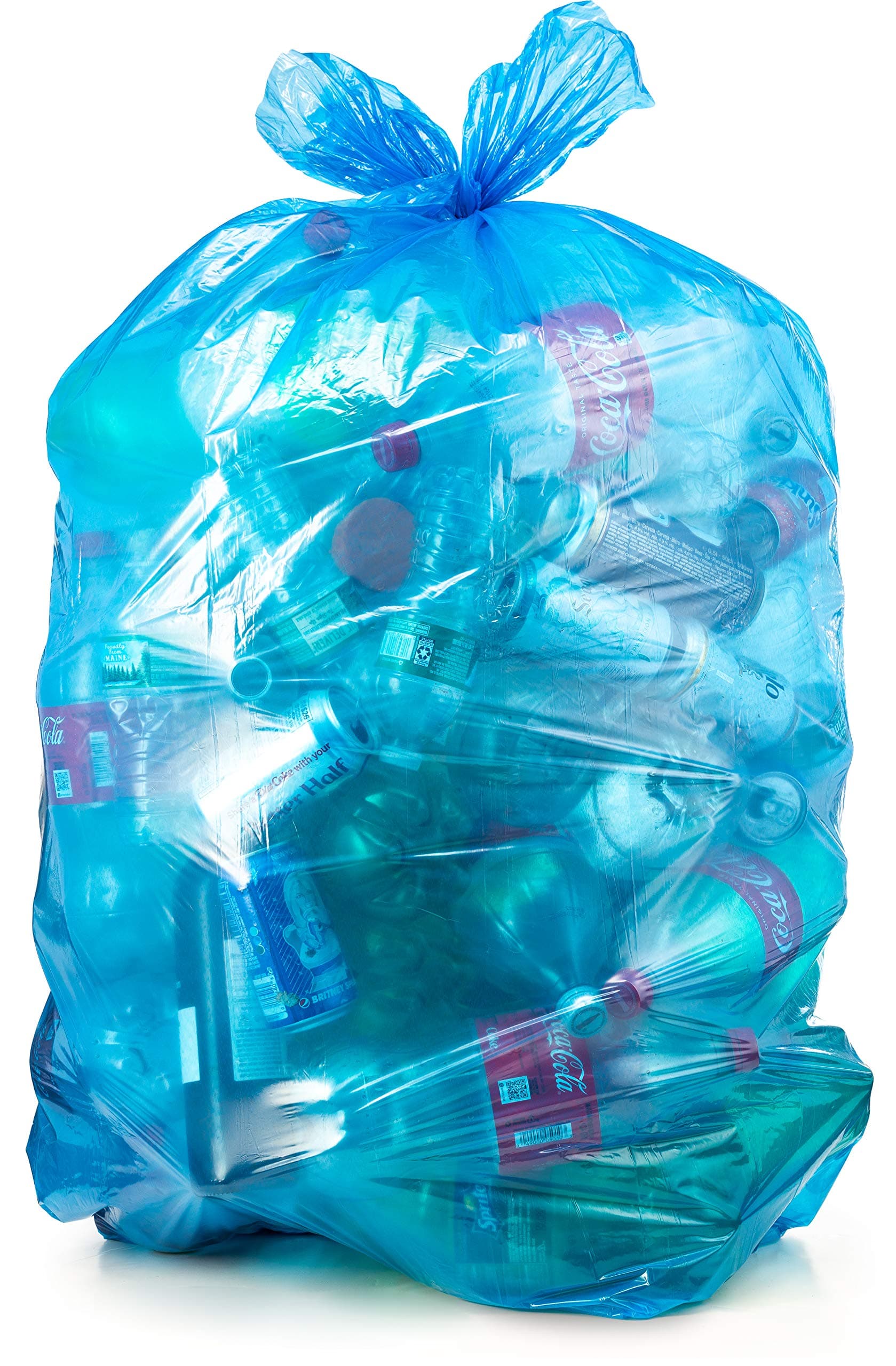 Recycling Trash Bags 55 Gallon, (50 count w/Ties) Large Blue Plastic Garbage Bags