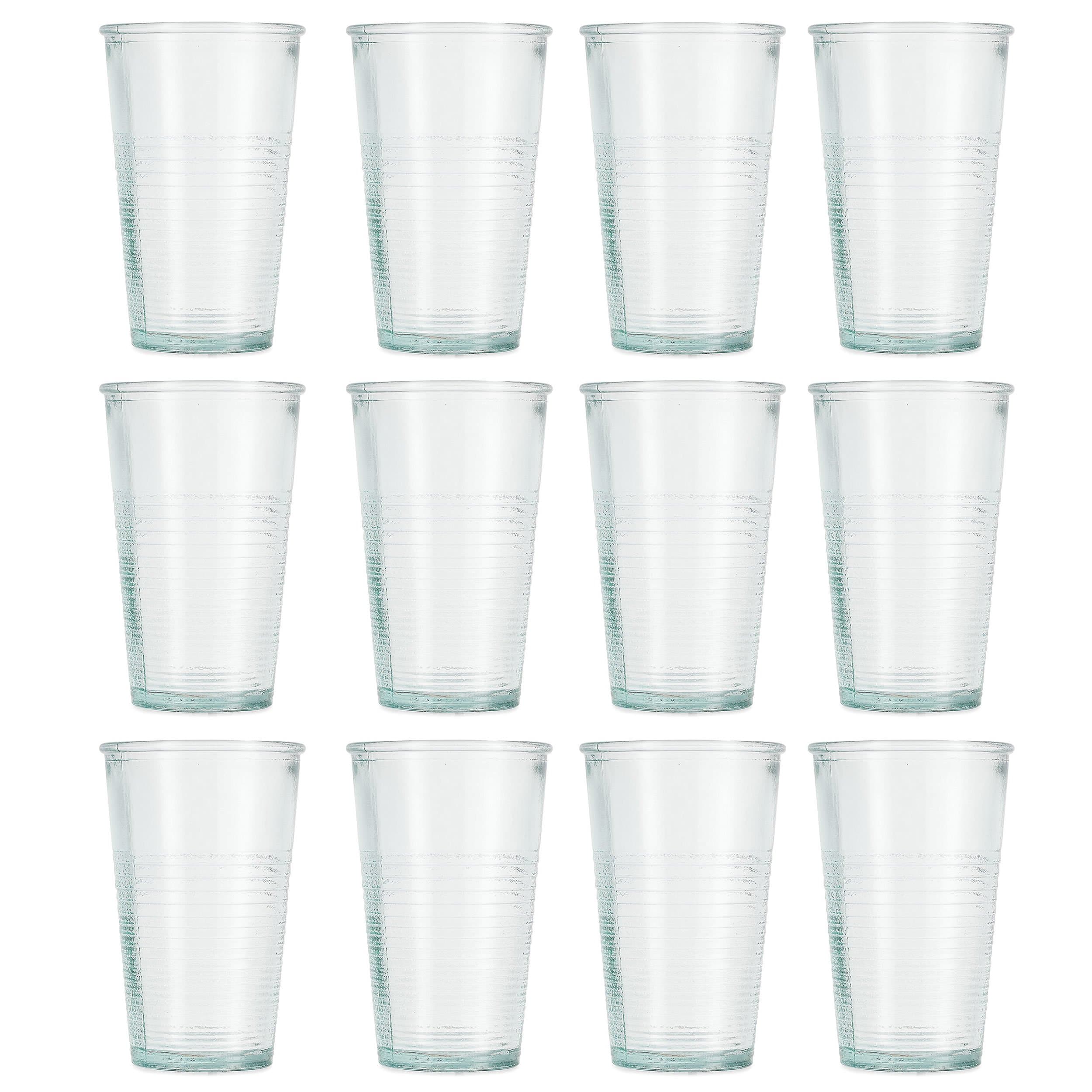 Jamie Oliver Highball Tumbler Glass 12 x 250ml/9oz Genuine Recycled Vintage Style Green Tinge Hi Ball Glassware Set for Drinking Juice, Water, Cordial & More Dishwasher Safe Glasses Made in Spain