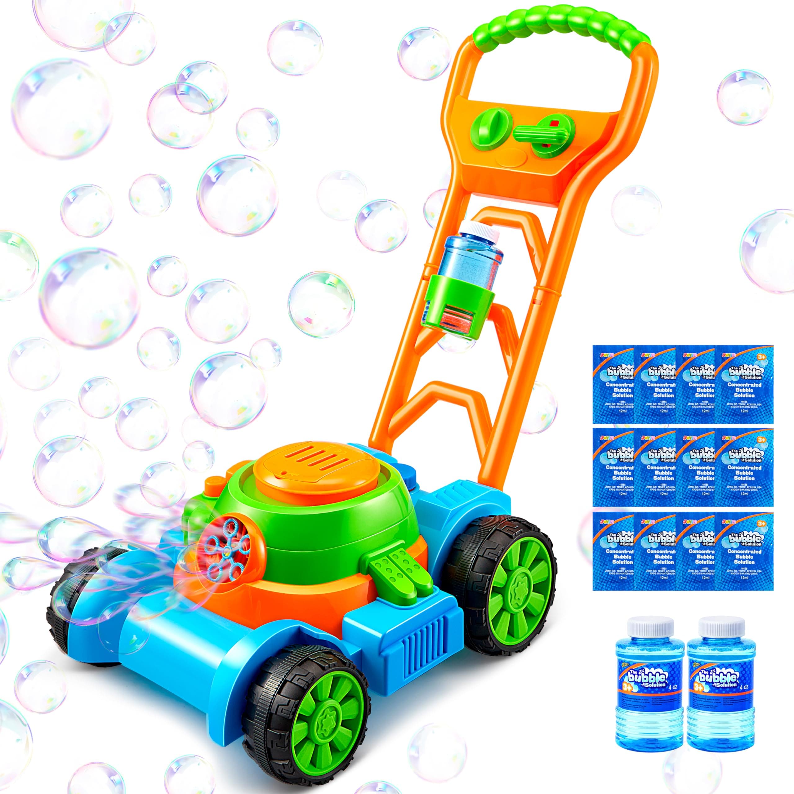 Bubble Lawn Mower Toddler Toys for Kids Bubble Machine Summer Outdoor Push Toy Games, Backyard Garden Outside Play Toddlers Preschool Boys Girls Birthday Gifts (Blue)