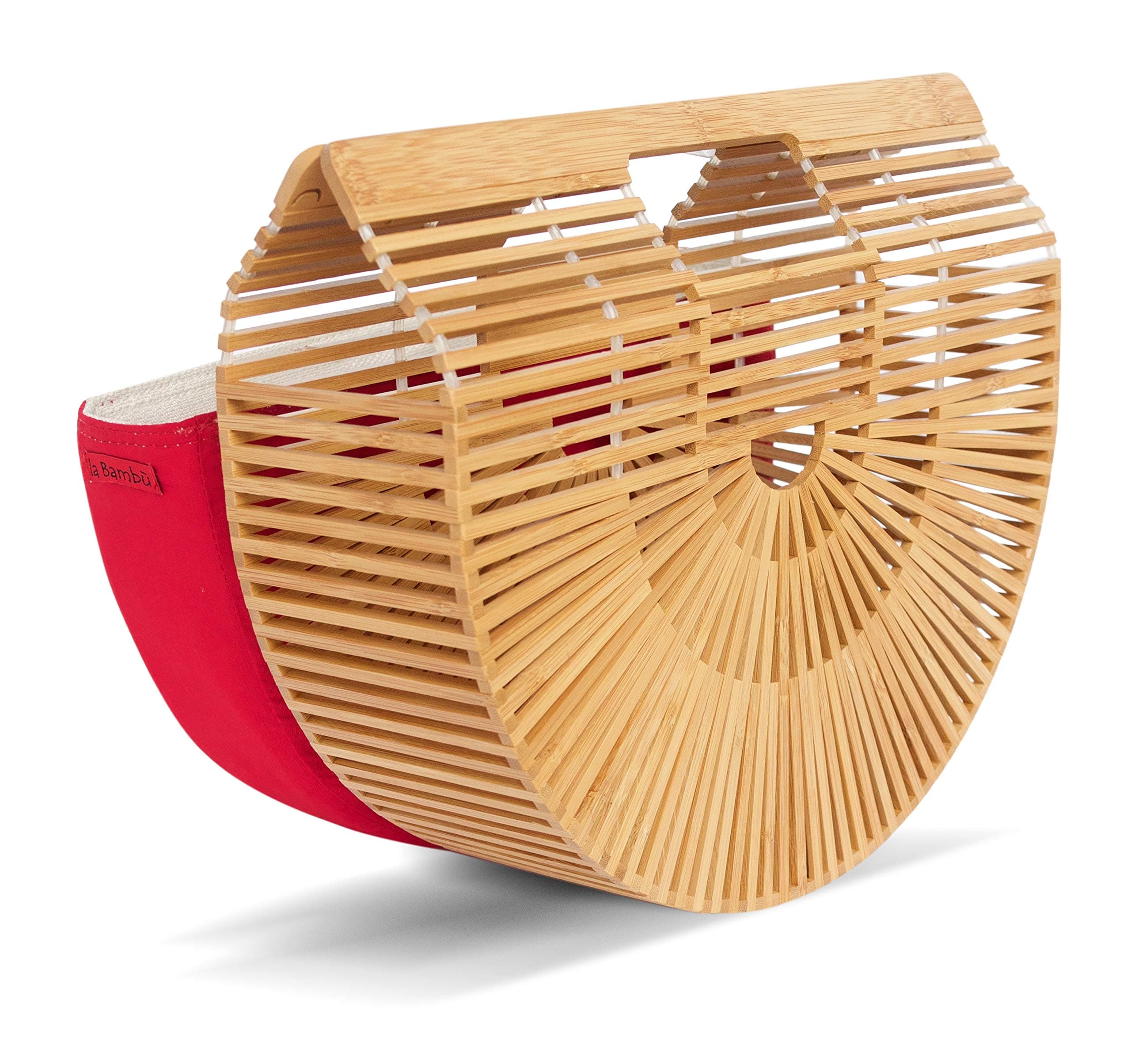 Bamboo Handbag with Purse Liner Insert (Optional) Handmade Woven Bag for Women by la Bambu