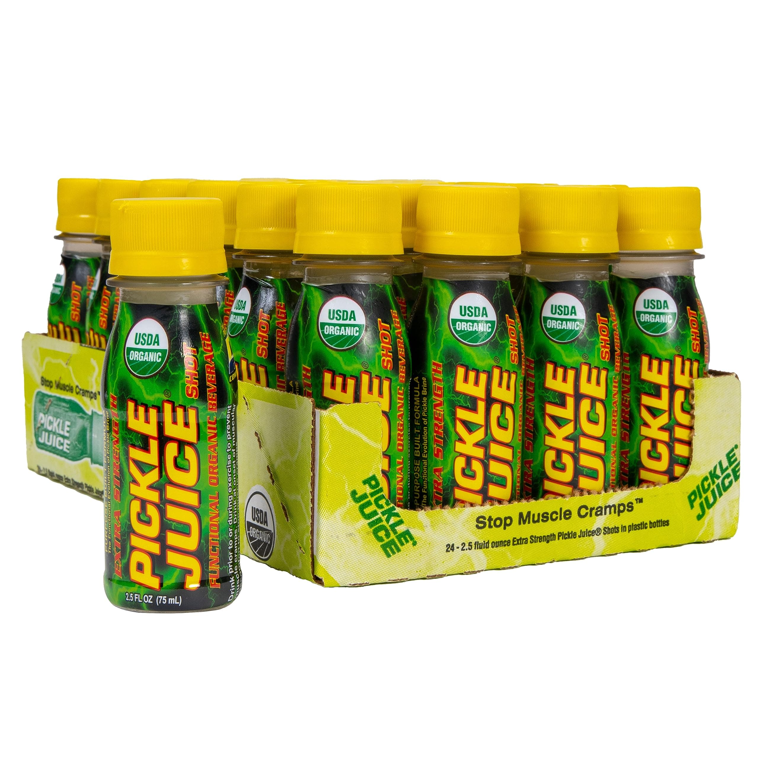 Pickle Juice Sports Drink, 2.5 oz Extra Strength Shots, USDA Organic, Muscle Cramp Relief, 24 Pack