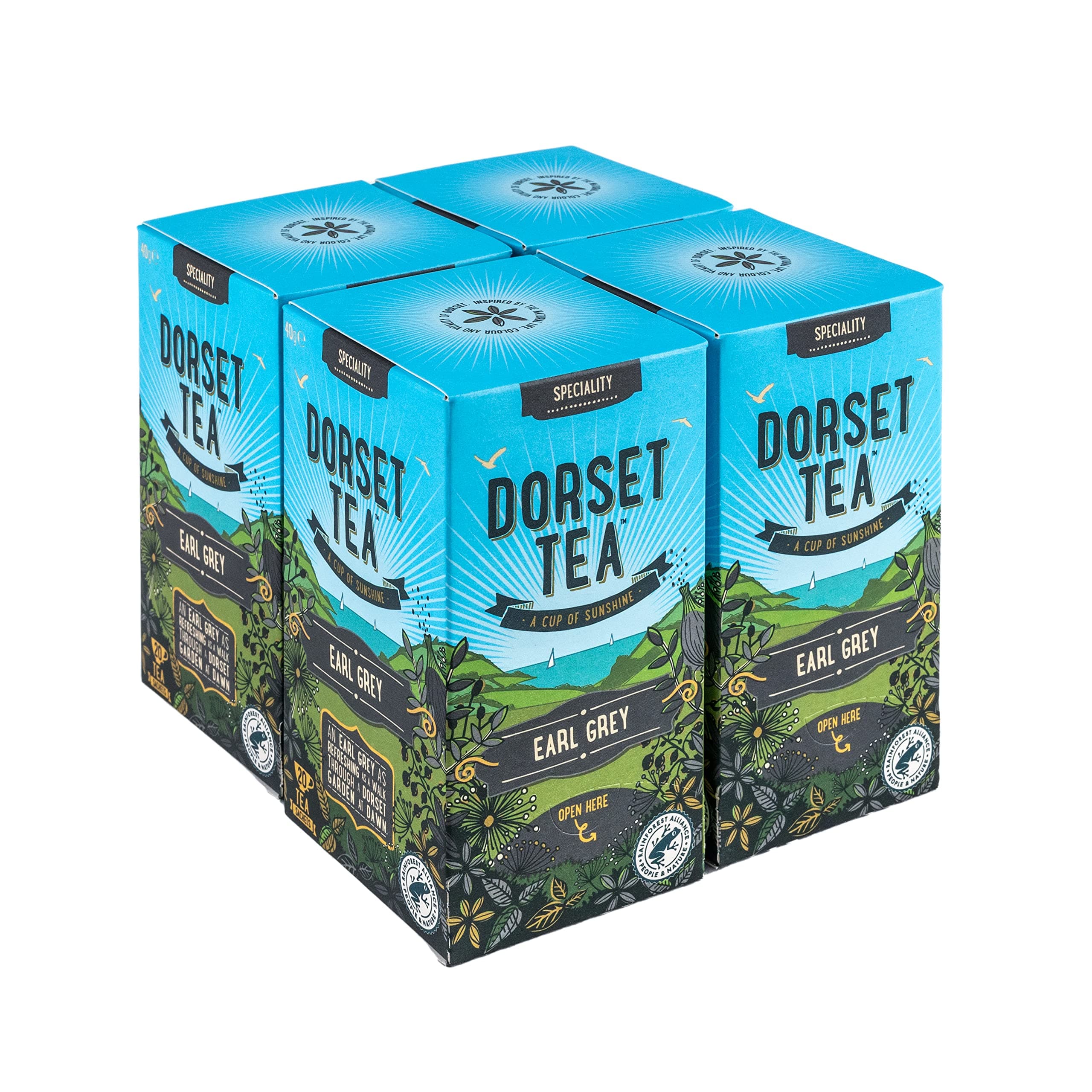 Earl Grey Tea Bags 4 Boxes x 20 (80 Total) 100% Rainforest Alliance