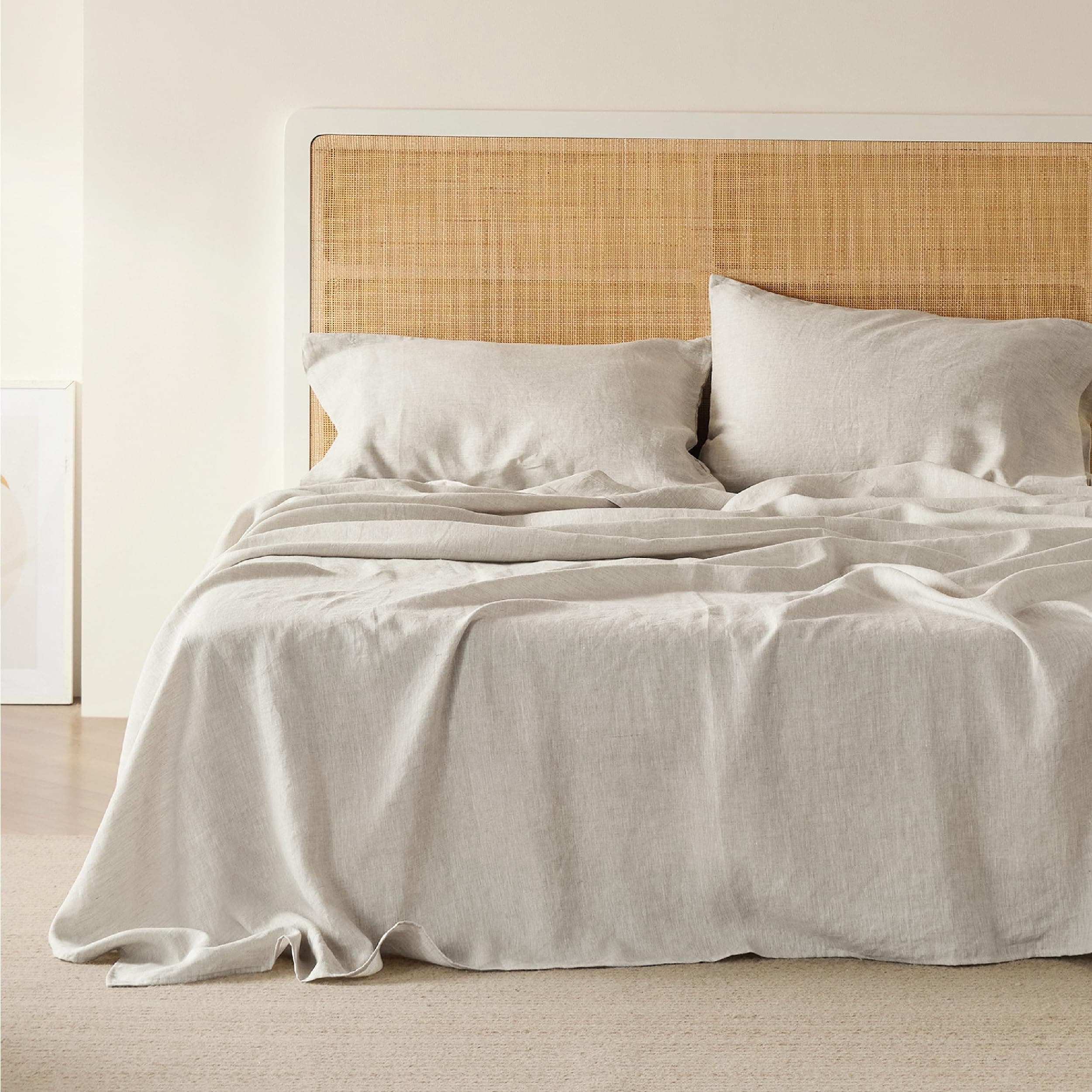 BedsureLinen Sheets - Queen Sheet Set, Blend from Linen Cotton Bedsheets, Breathable & Soft, Gifts for All Seasons, 4 Pieces, Linen