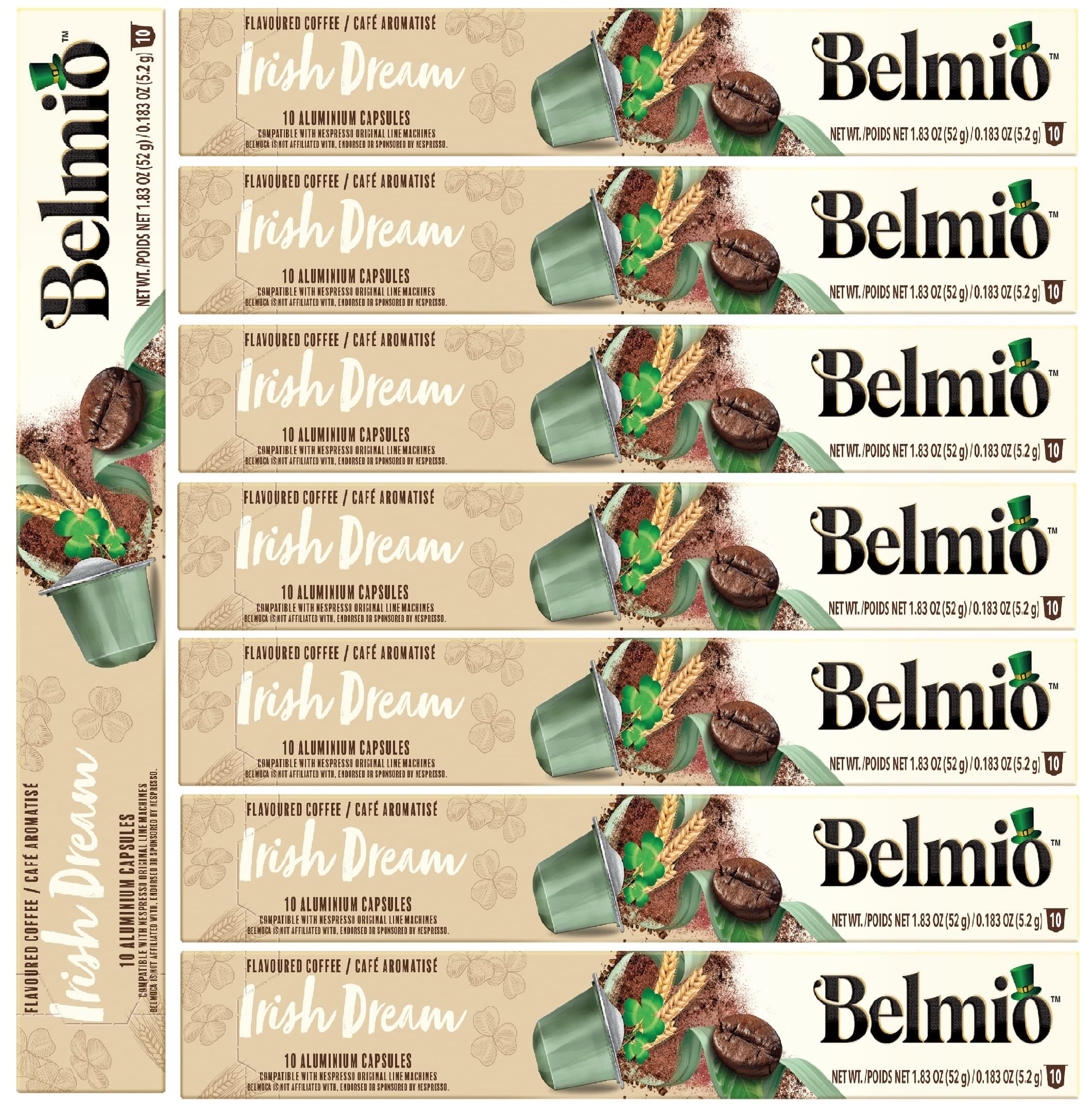 Belmio Irish Dream Flavour Aluminium Coffee Capsules, Pack of 8 (Total 80 Capsules)