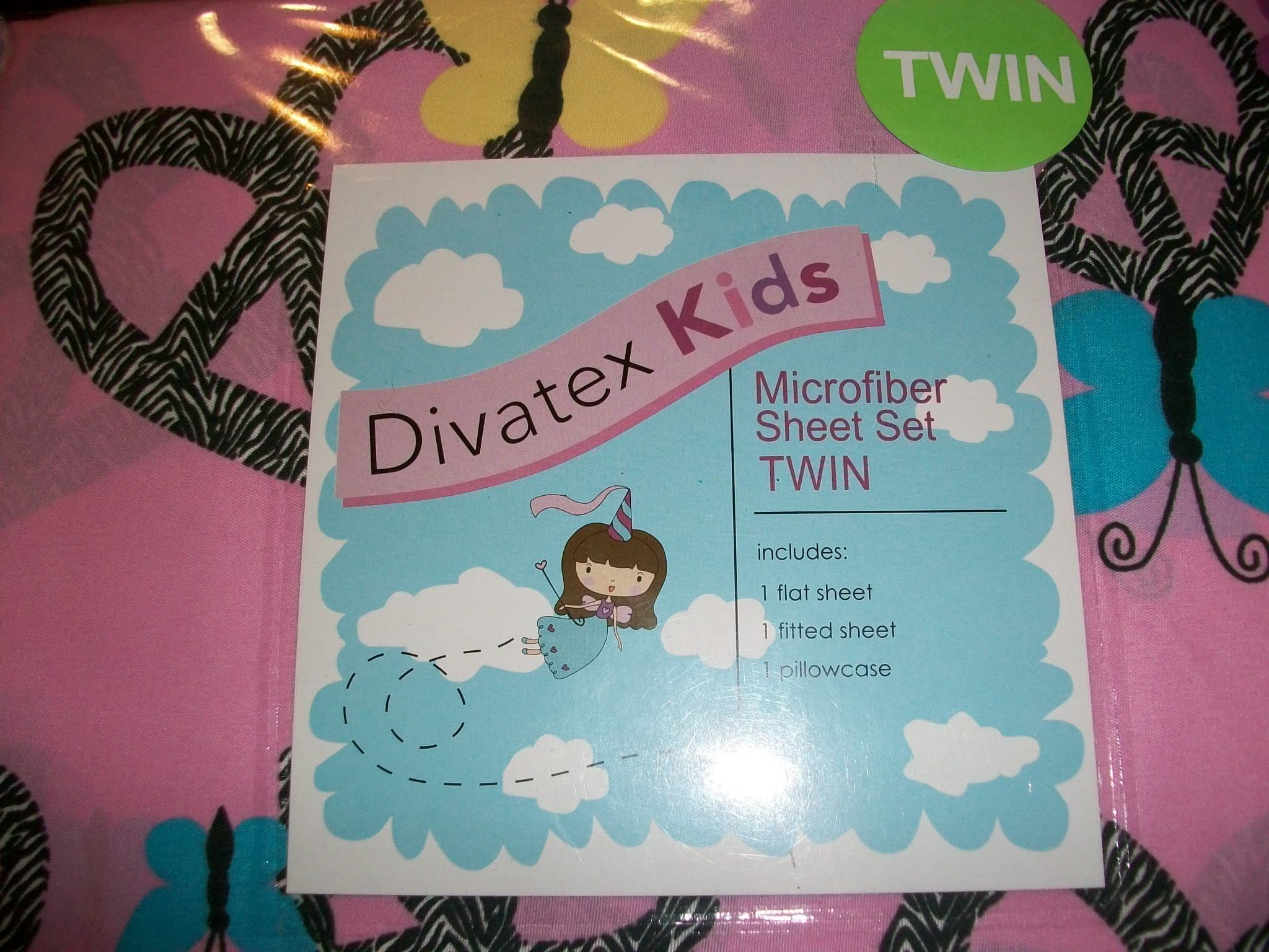 Divatex Pink Zebra Twin Size Bedding Sheet Set Peace Signs