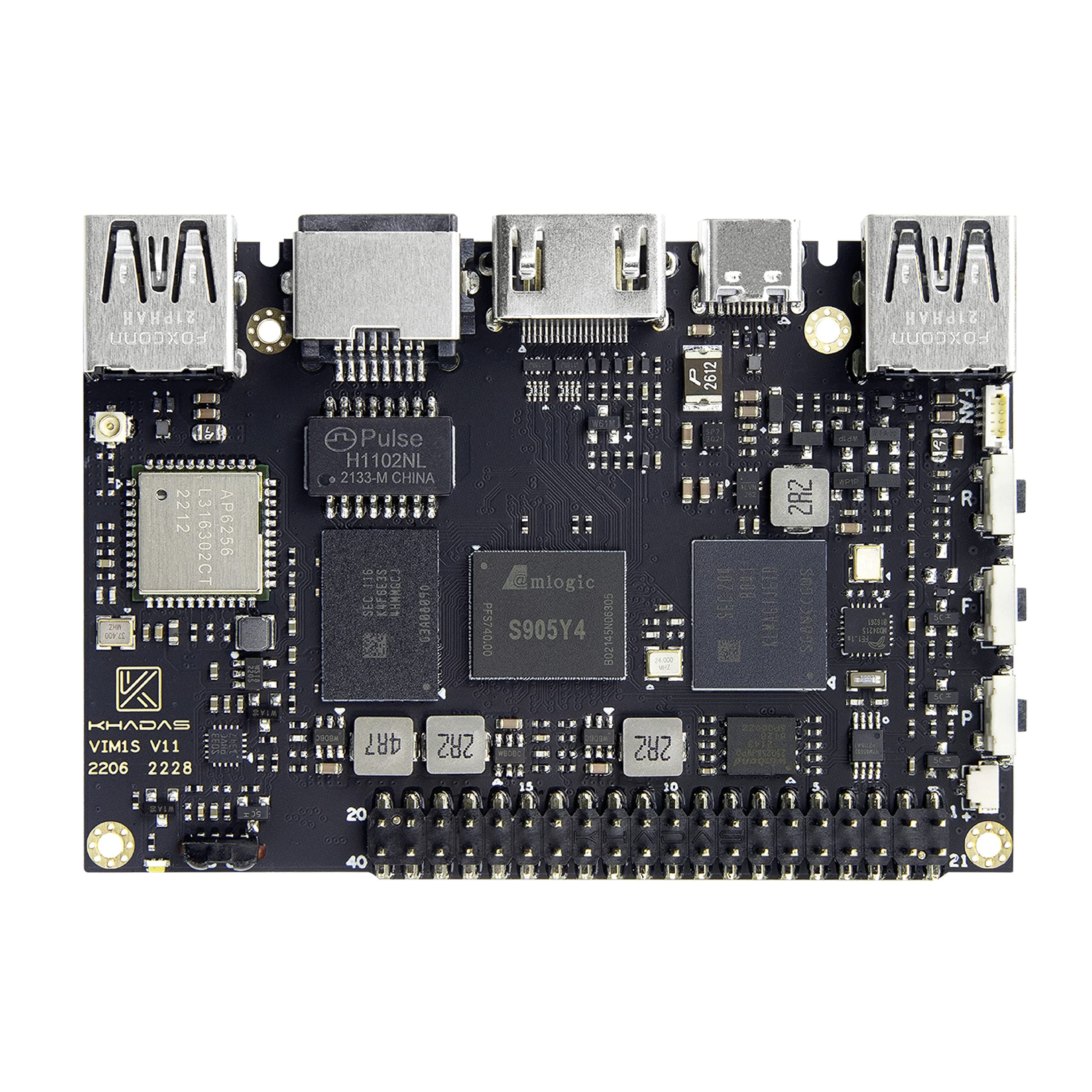 VIM1S Single Board Computer SBC With Amlogic S905Y4, 2.0GHz Quad Core Cortex-A35 CPU, 1176MHz 2GB 32-bit LPDDR4 16GB eMMC, Supports Android/Ubuntu System For Maker/Office/Smarhome/Music DIY