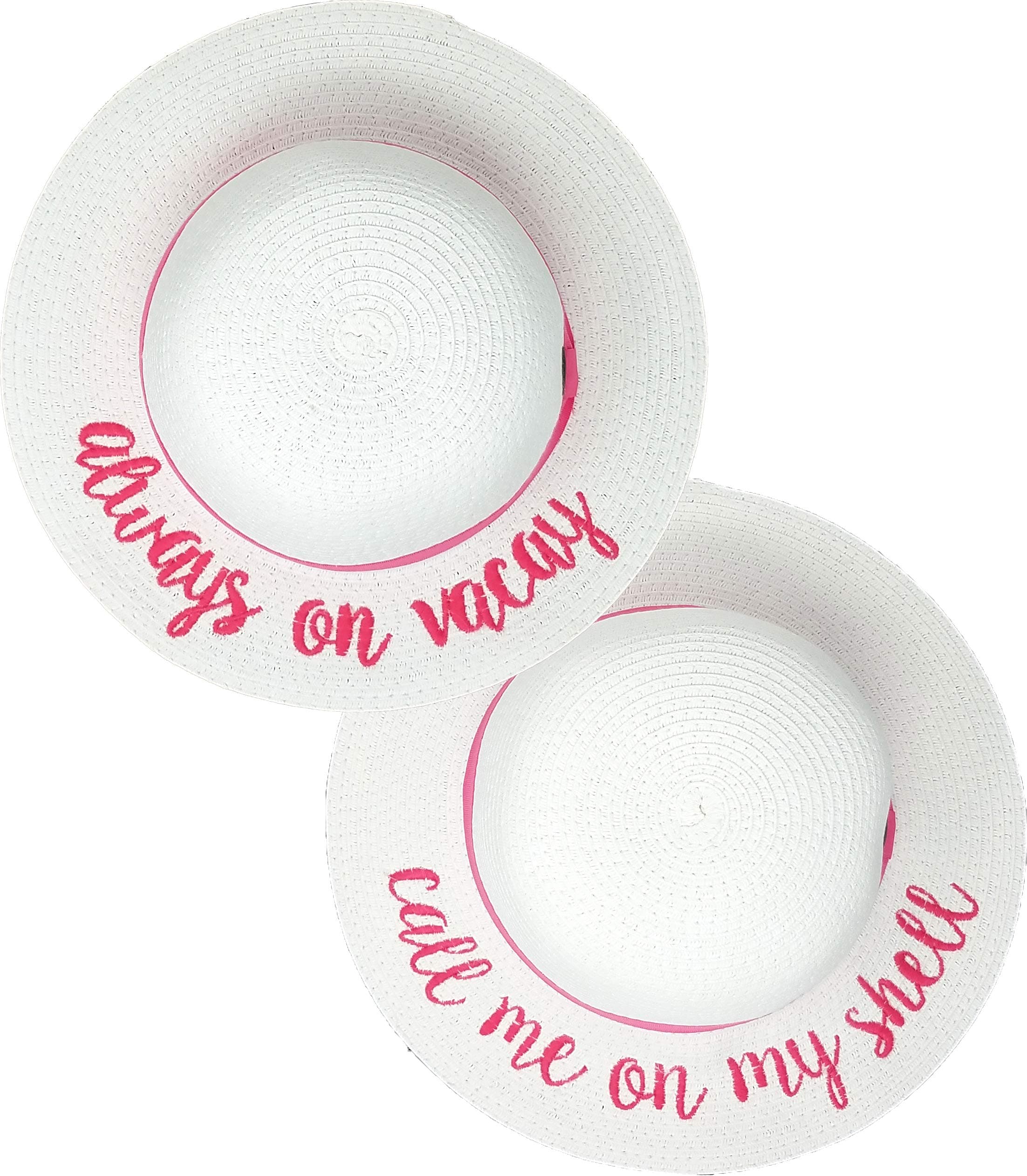 H-3017-2-AOV.CMOMS-09 Kids Sun Hat 2-Pack: Always on Vacay, Call My Shell White