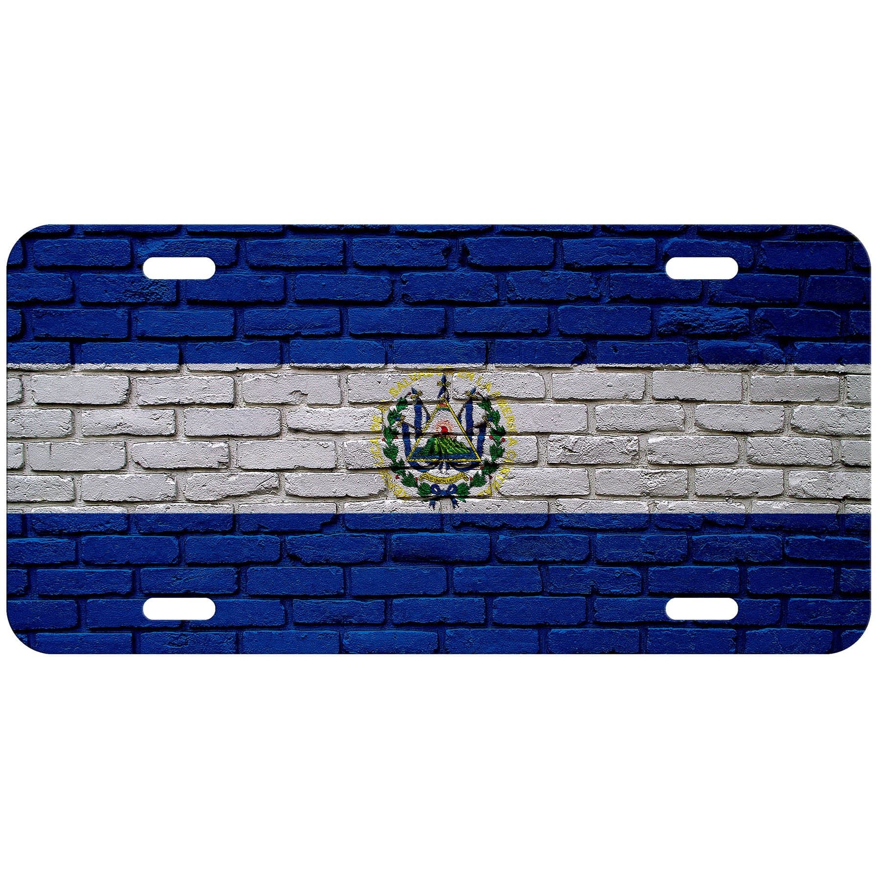ExpressItBest Aluminum License Plate - Flag of El Salvador (Salvadorian) - Bricks
