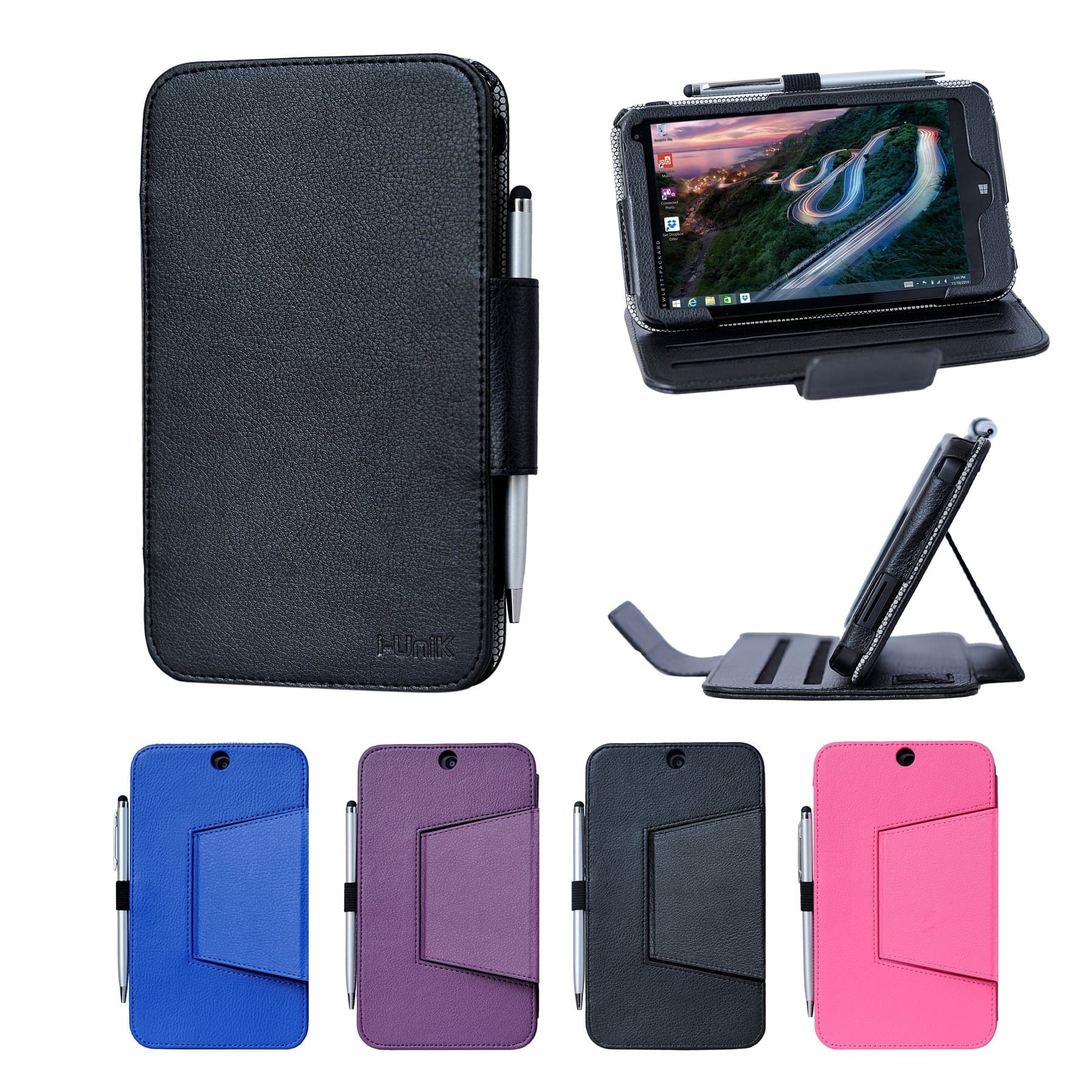 i-UniK HP Stream 7 Case Tablet Model 5701 **Windows 8.1** Intel Processor Slim Folio Case [Bonus Stylus] - (Black)