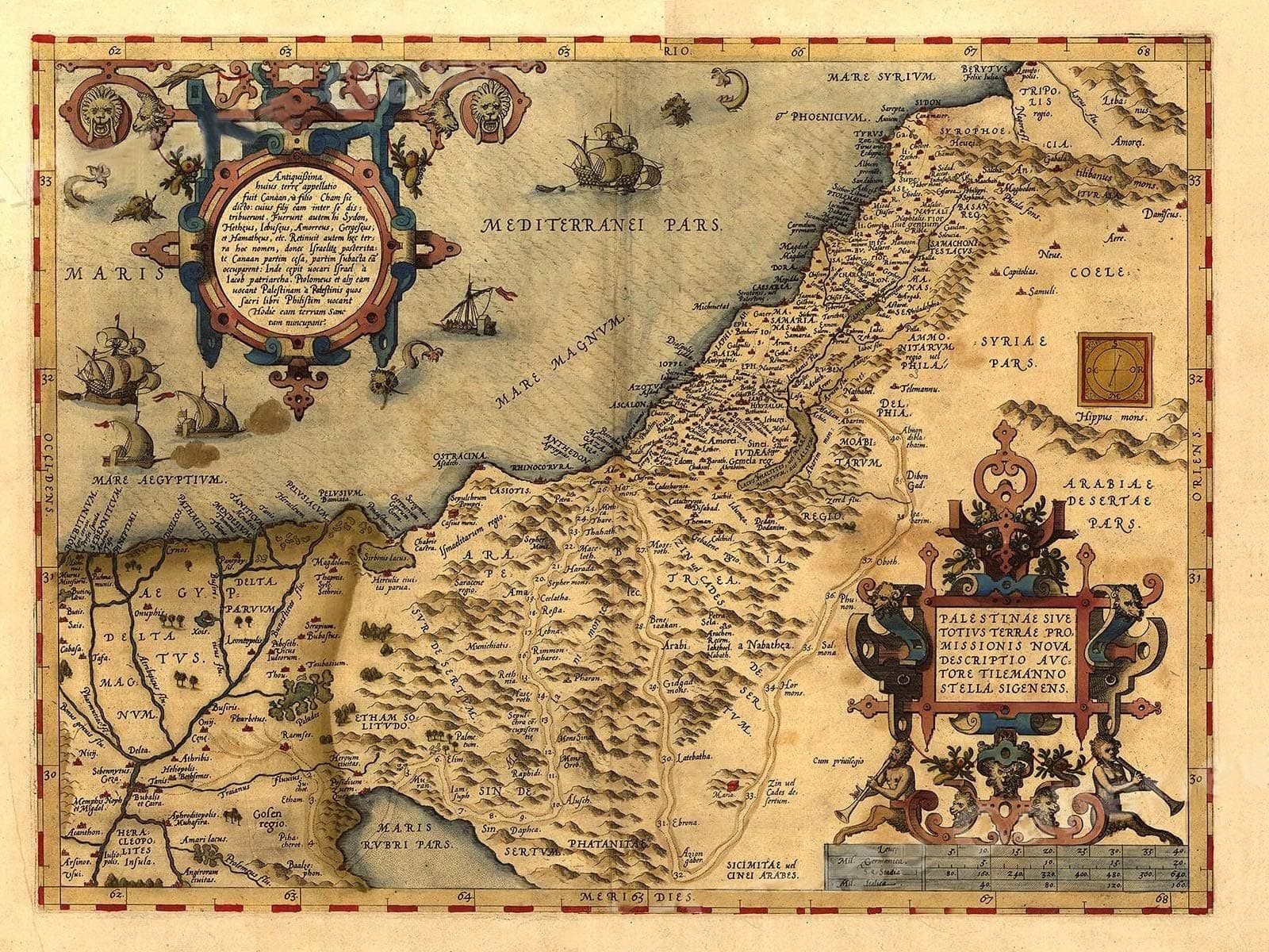 MAGNET 1570 Palestine Orbis Terrarum Historic Old Map Magnet Vinyl Magnetic Sheet for Lockers, Cars, Signs, refrigerator 5"