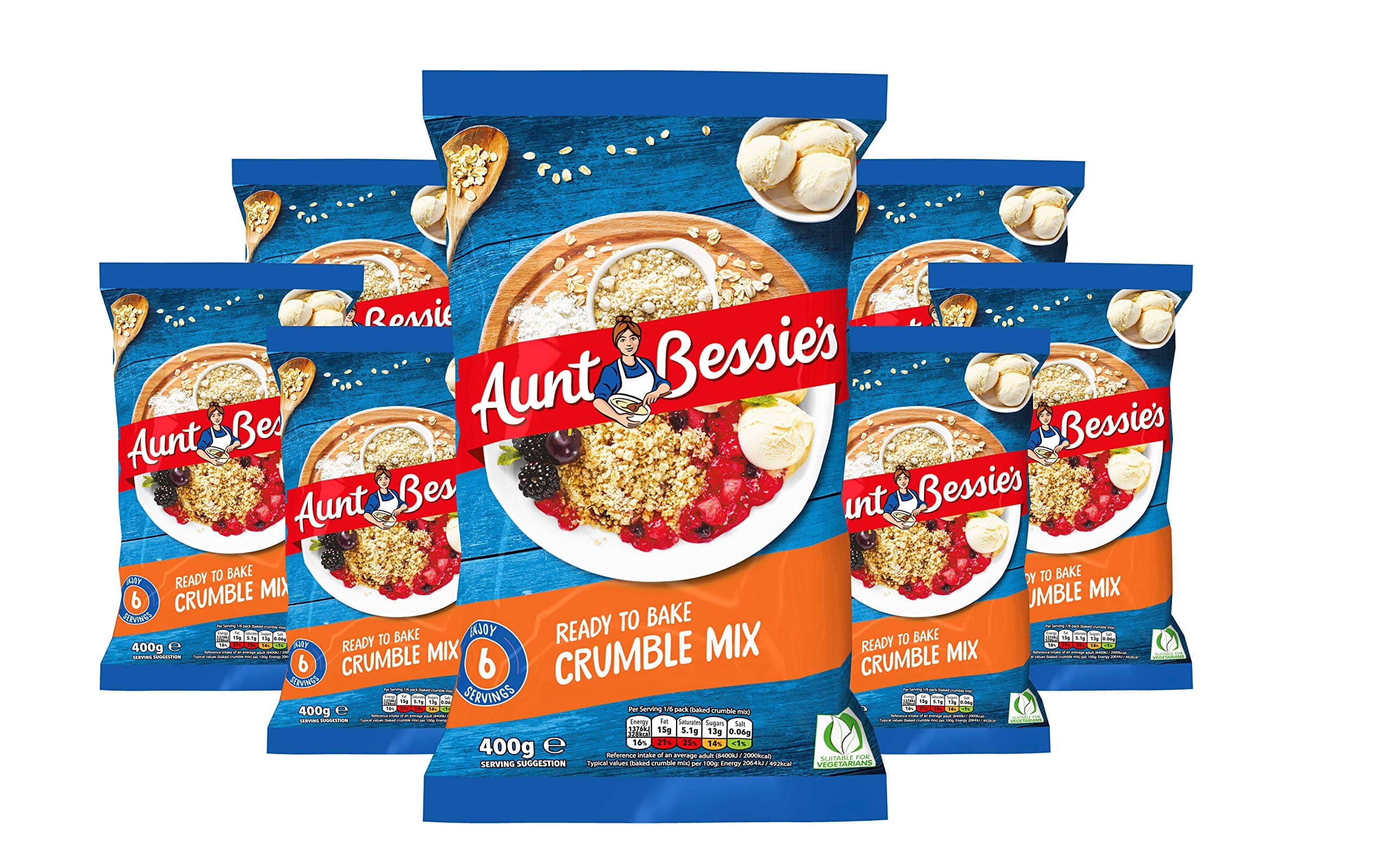 Aunt Bessies Golden Crumble Mix 400g, Sweet Crunchy Crumble, Pack of 8
