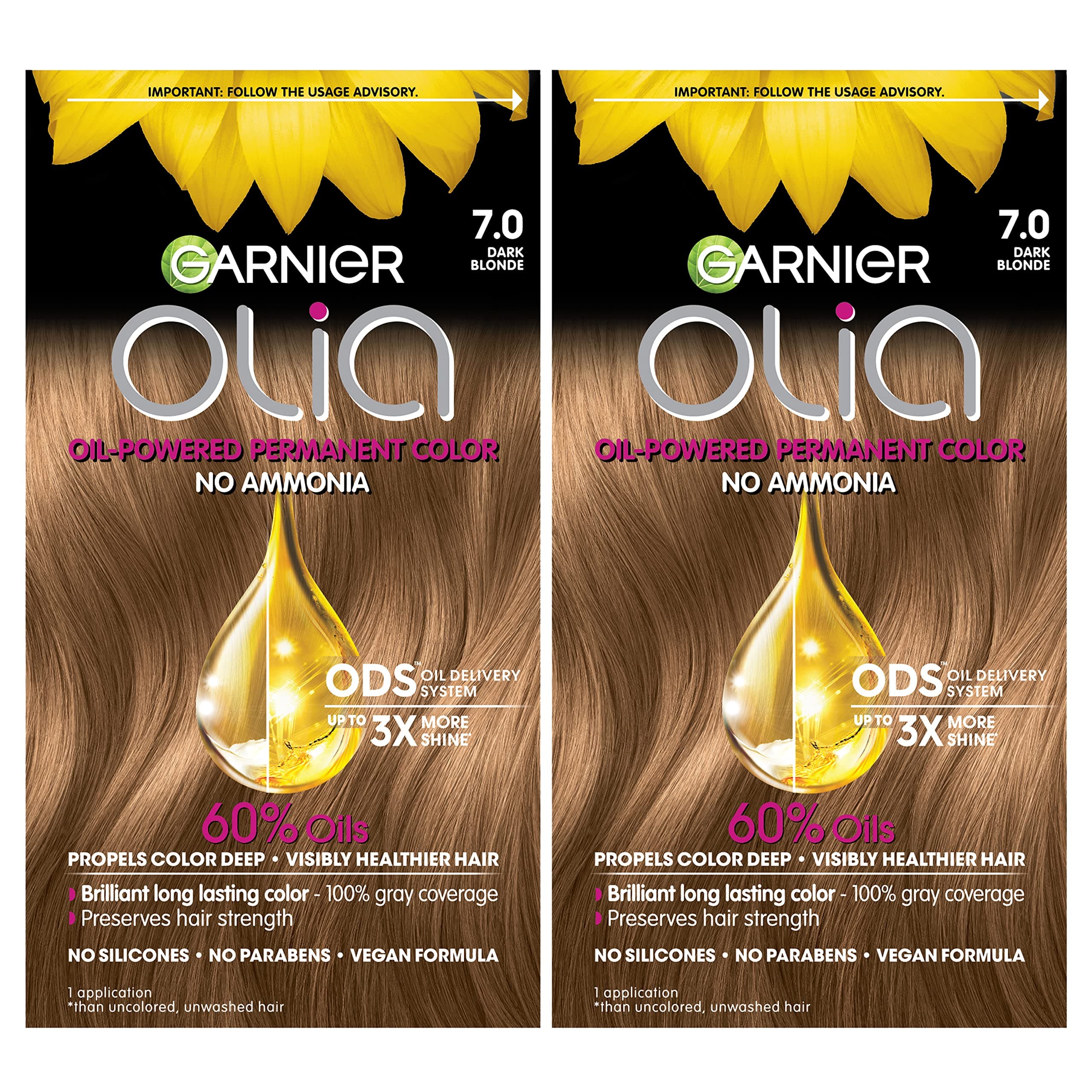 Olia Ammonia-Free Brilliant Color Oil-Rich Permanent Hair Color, 7.0 Dark Blonde (2 Count) Blonde Hair Dye