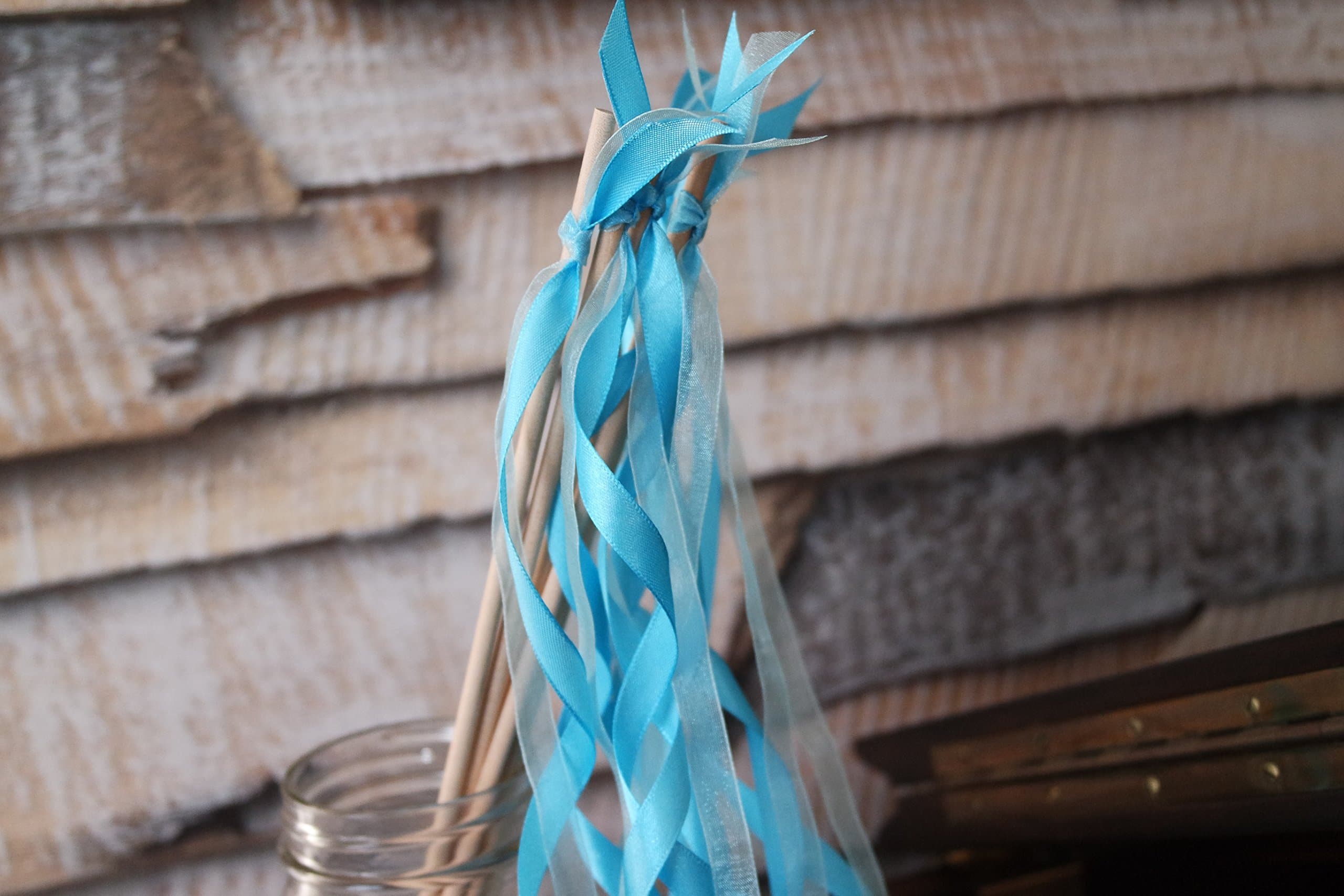 Ribbon Wands in Teal Blue Pack of 12 Wands