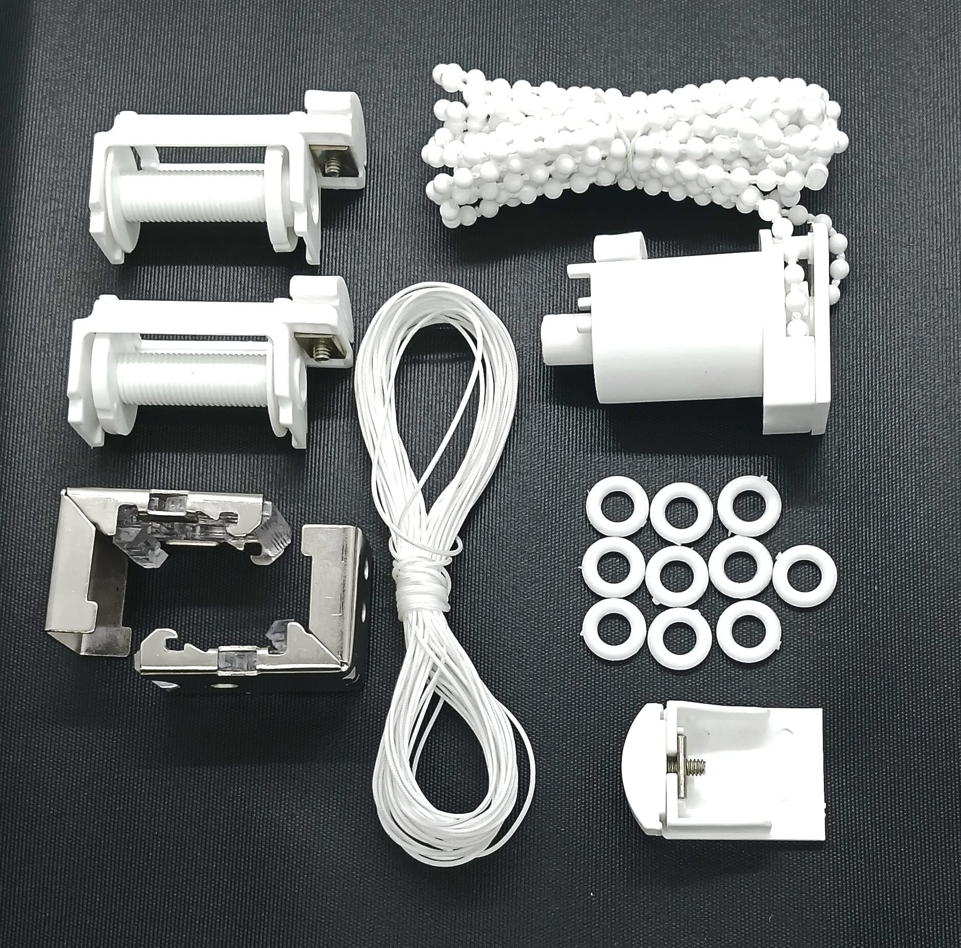 FAPBADRI Roman Blind Components Bracket Control Unit Bead Chain Drum End Cap 10pcs Roman Rings 7m Plastic Cord