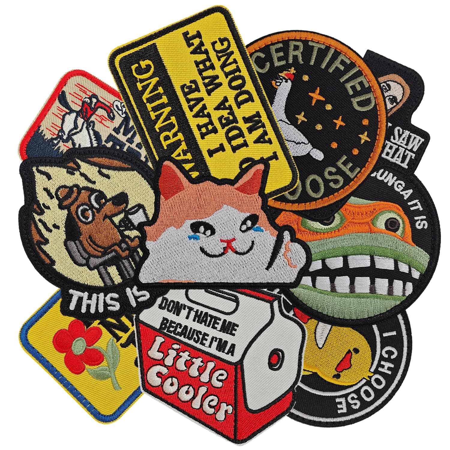 10PCS Funny Patches with Hook and Loop, Embroidered Morale Patch for Backpacks, Tactical Bag, Vests, Hats(Style-1)