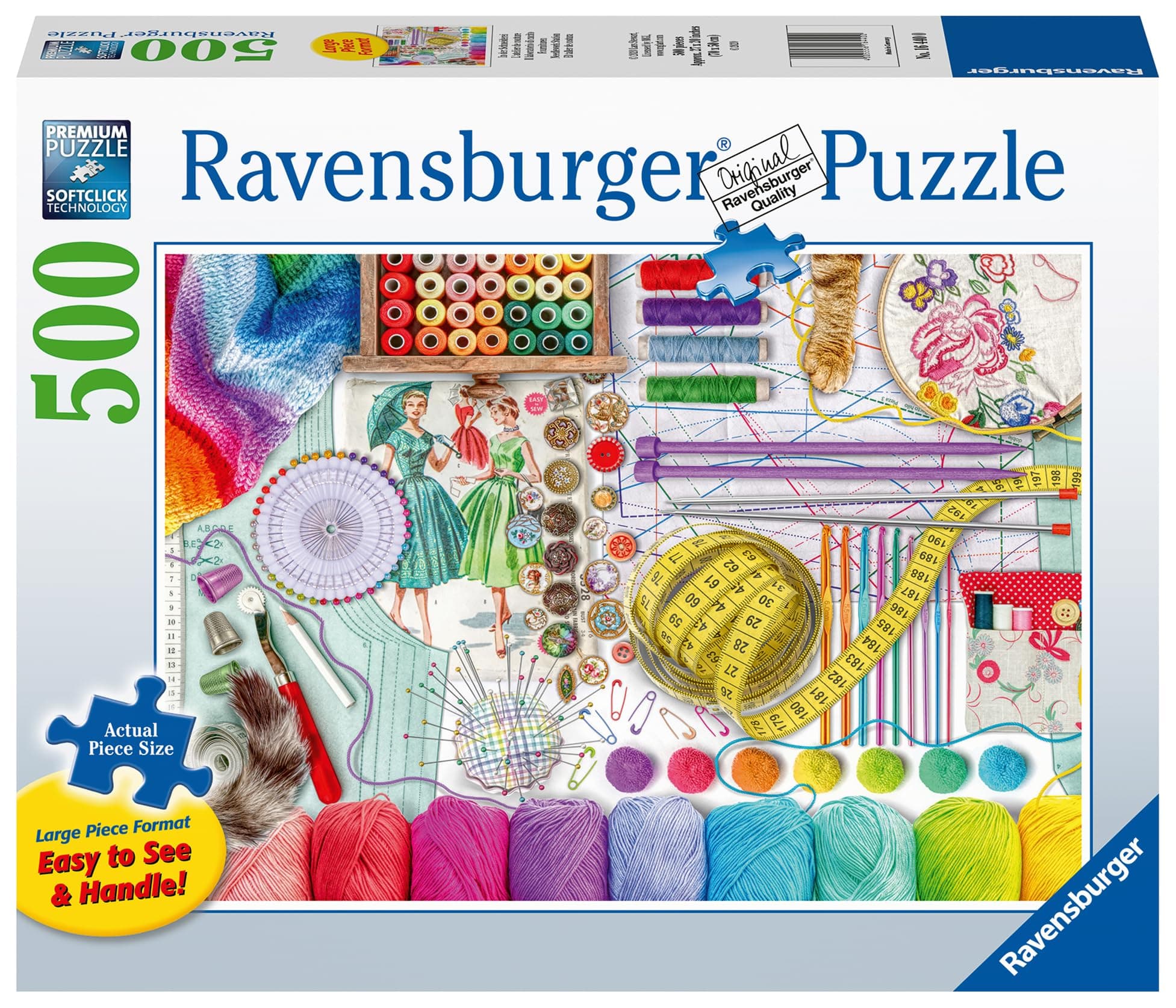 Ravensburger 16440 Needle Workstation 500 Piece Large Piece Jigsaw Puzzle for Adults - Every Piece is Unique, Soft Click Technology to Ensure a Perfect Fit