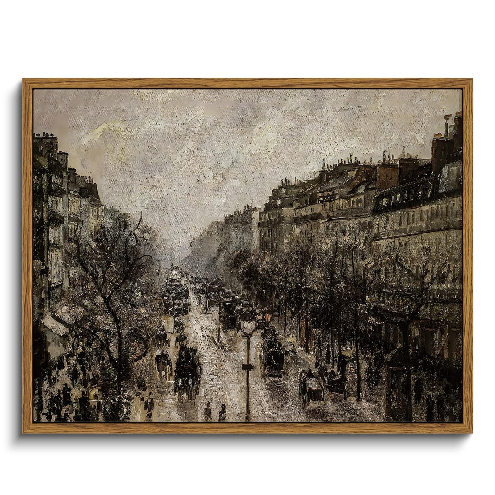 VIYYIEA Framed Canvas Wall Art Home Decor for Living Room Classical Cityscape Artwork Vintage Oil Painting Prints Parisian Street Wall Decor Bathroom Wall Pictures Farmhouse Office Home Decor 11x14in