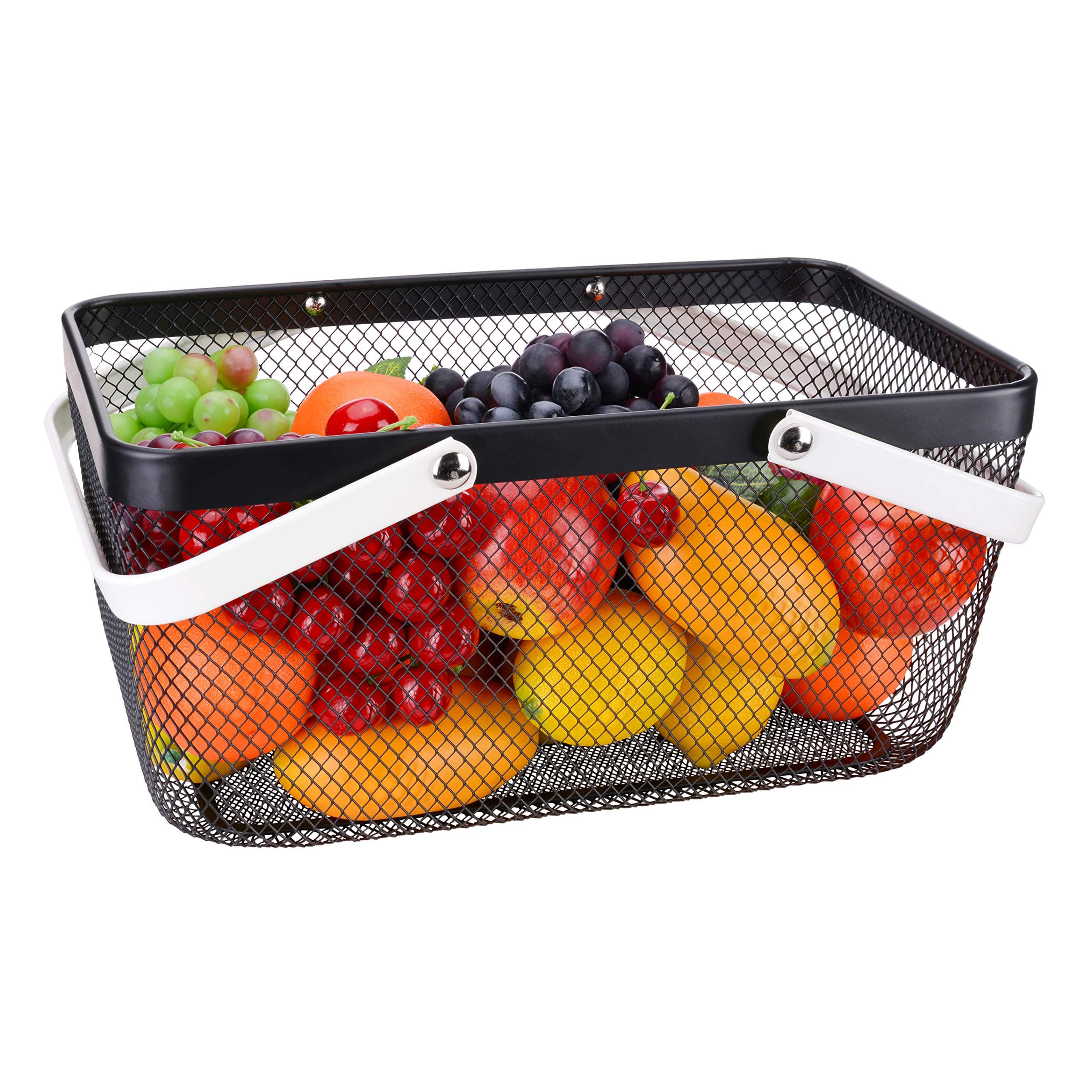 IBERGMetal Wire Basket with Handles Multi-functional Hanging Basket - Solutions for Kitchen, Garden and More (Black)