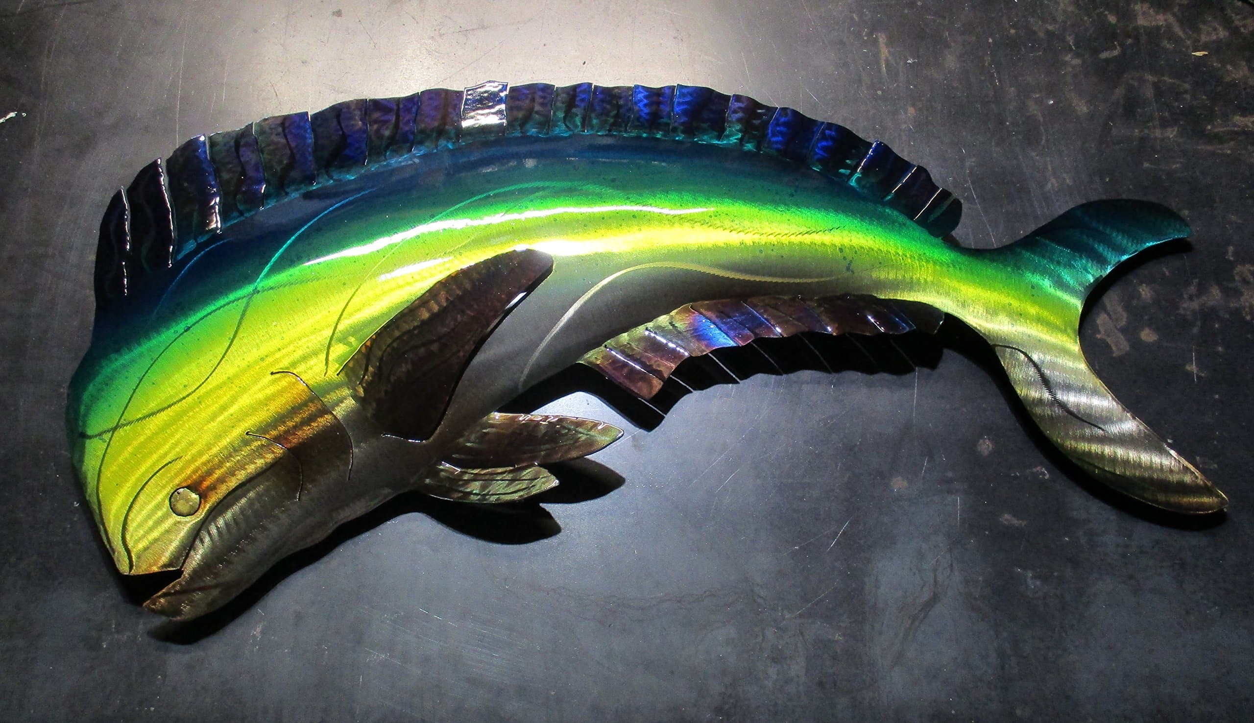 Mahi Mahi Fish original metal abstract wall décor by artist Robert Blackwell.