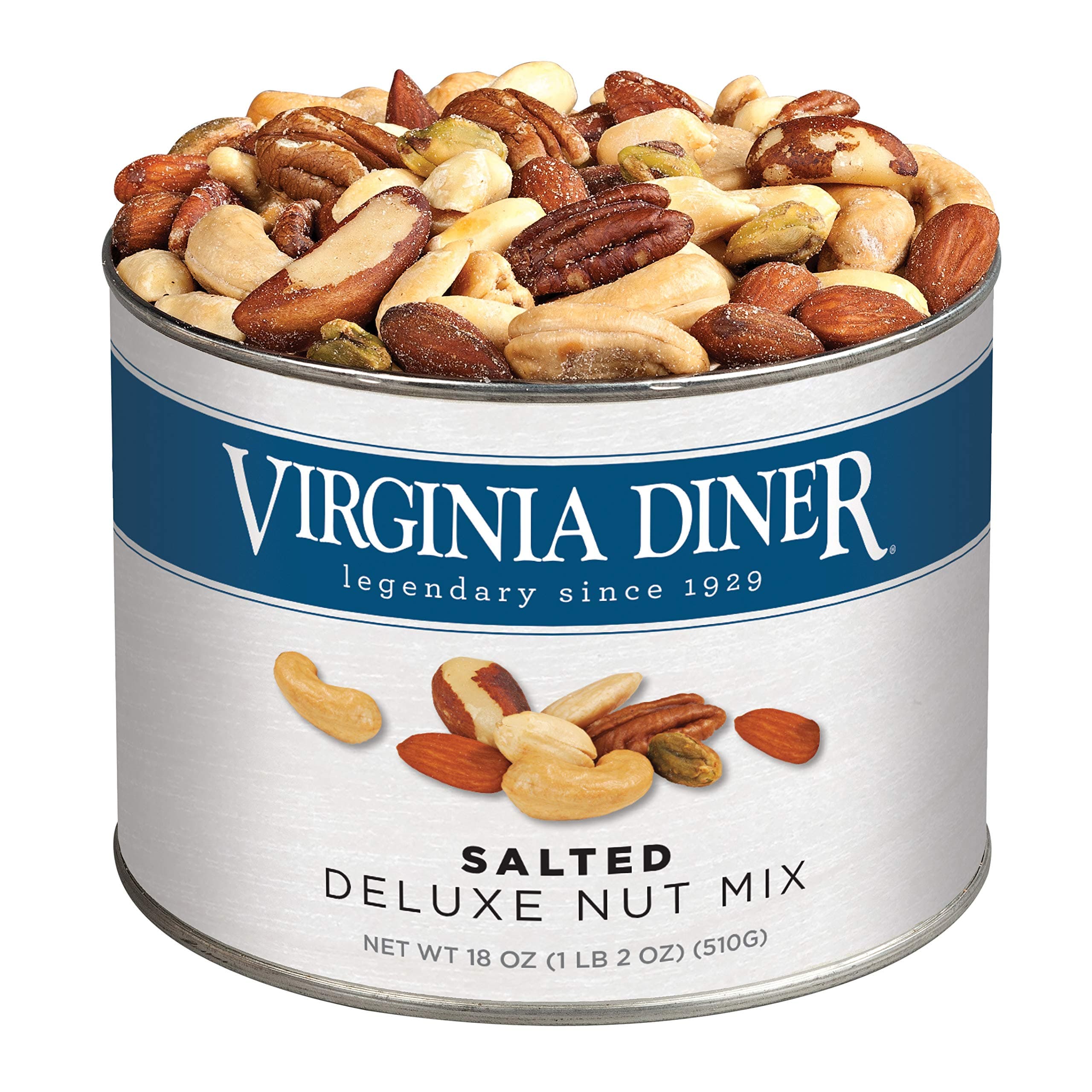 Natural Virginia Deluxe Nuts, Almonds, Cashews, Pecans, Pistachios & Brazil Nuts, All Natural 18 Ounce (Pack of 1) Deluxe Nut Mix