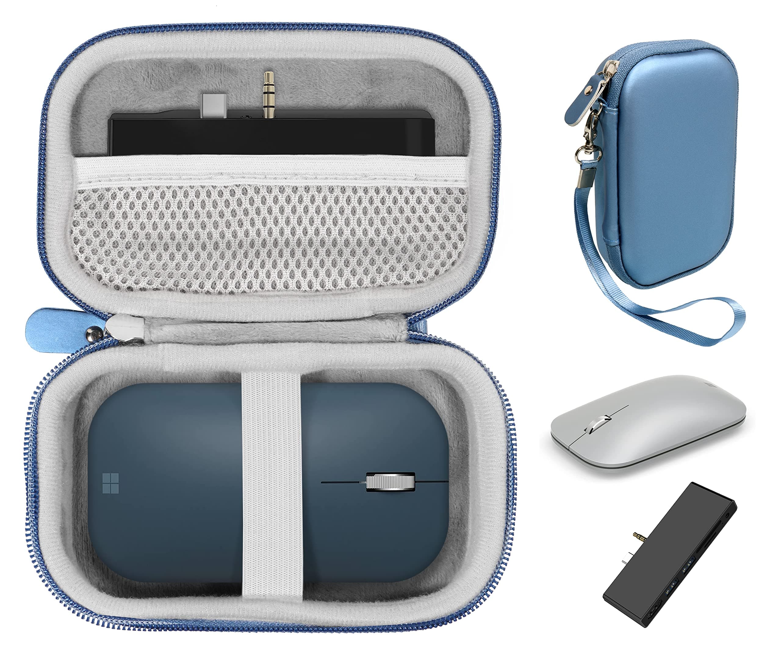 getgear Accessories case for Microsoft Surface Mouse, Arc Mouse, Surface Dock Station, Surface Go USB C hub, lso for USB C, Type C Hub Adapter, Docking Station, Multiport Adapter (Blue)