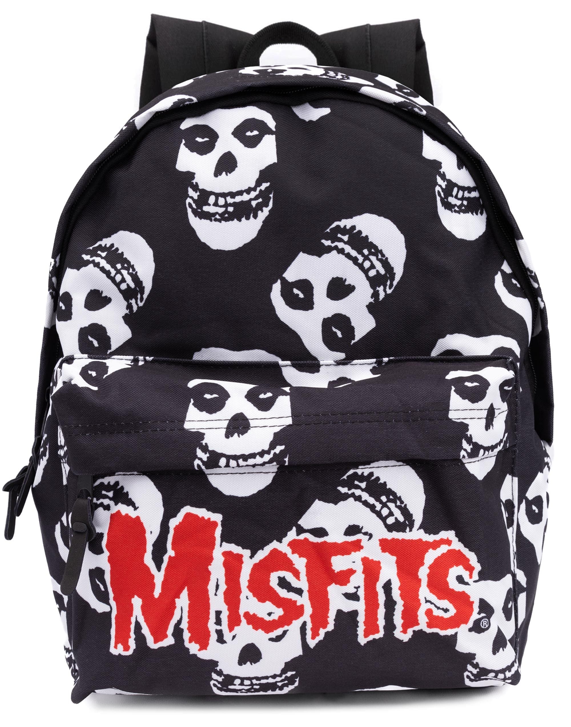 Backpack For Adults & Teens | Music Skull Logo Festival School Rucksack 16” | Black Red Bag With Adjustable Straps One Size
