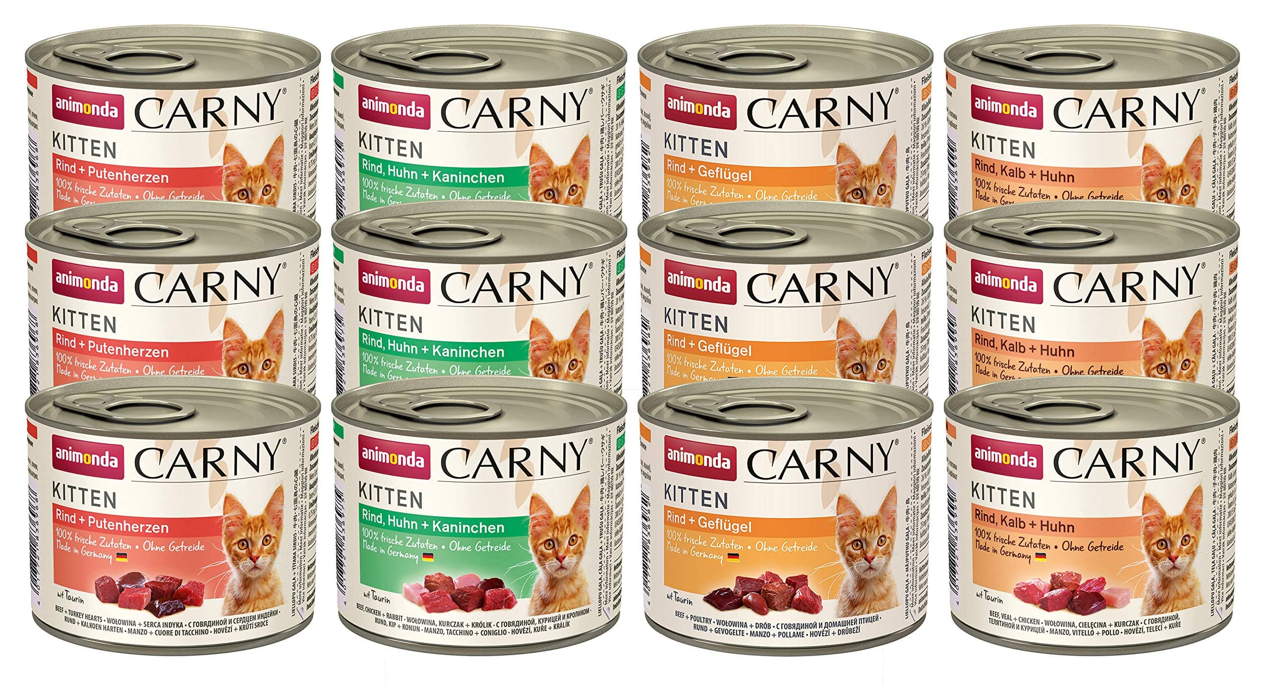 animonda Carny Kitten cat food, wet food for cats up to 1 year, mixed, 12 x 200g
