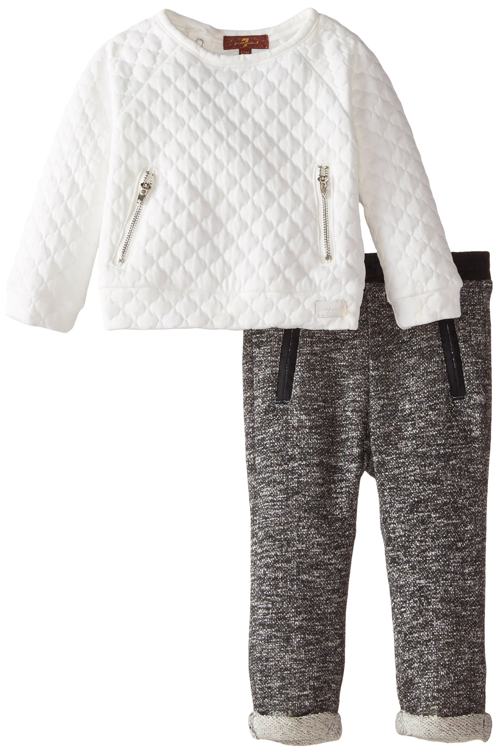 7 for all mankind Baby Girls Long Sleeve Quilted Tee and Sweat Pant Set