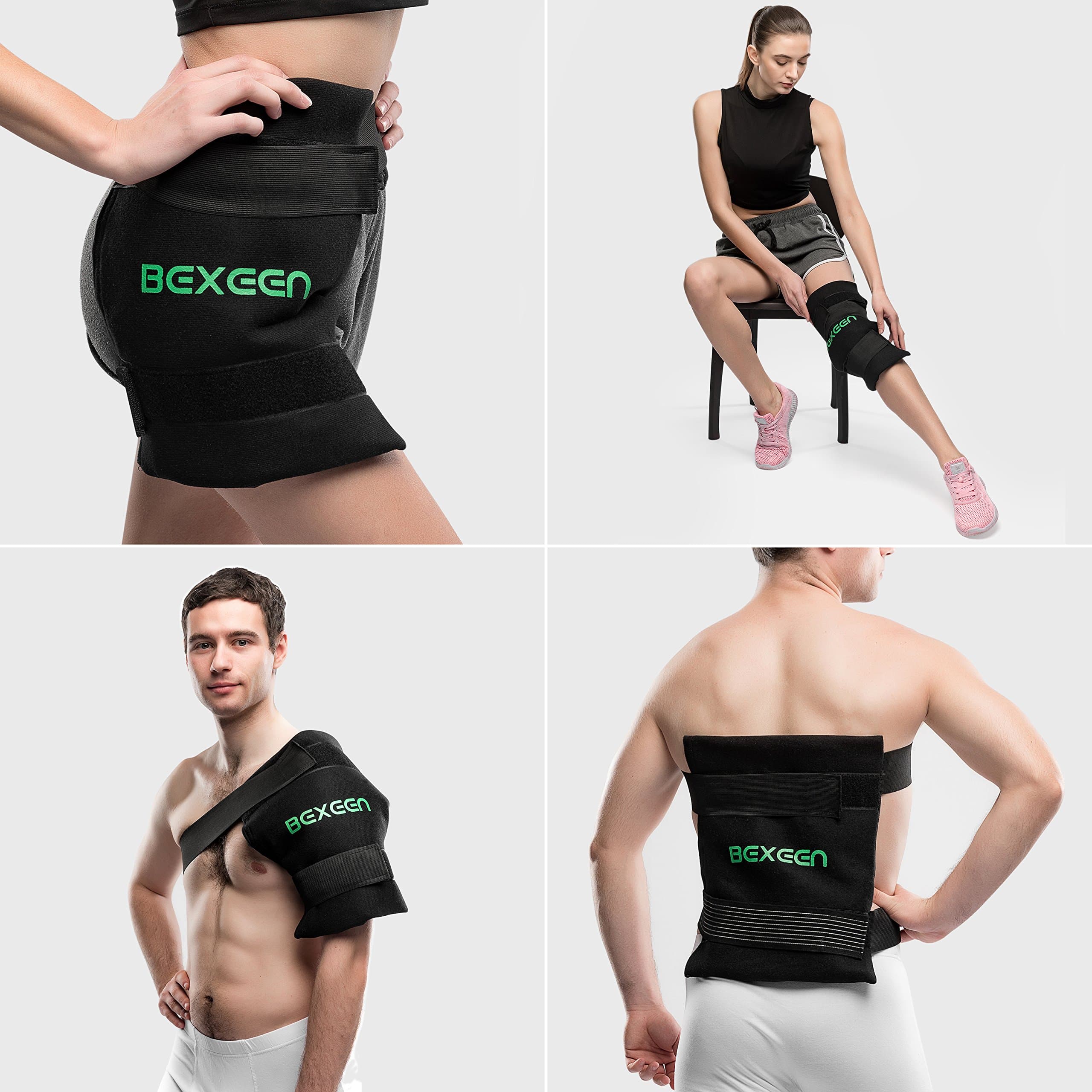 Large Reusable Flexible Ice Pack+ Wrap+Elastic Straps+2 Round for Hot Cold Therapy-Heat Pad/Cold Pack for Relief Muscle Pain,Bruises,Back Pain,Calves,Hips,Knees,Shoulders,Recovery Injury Sprain