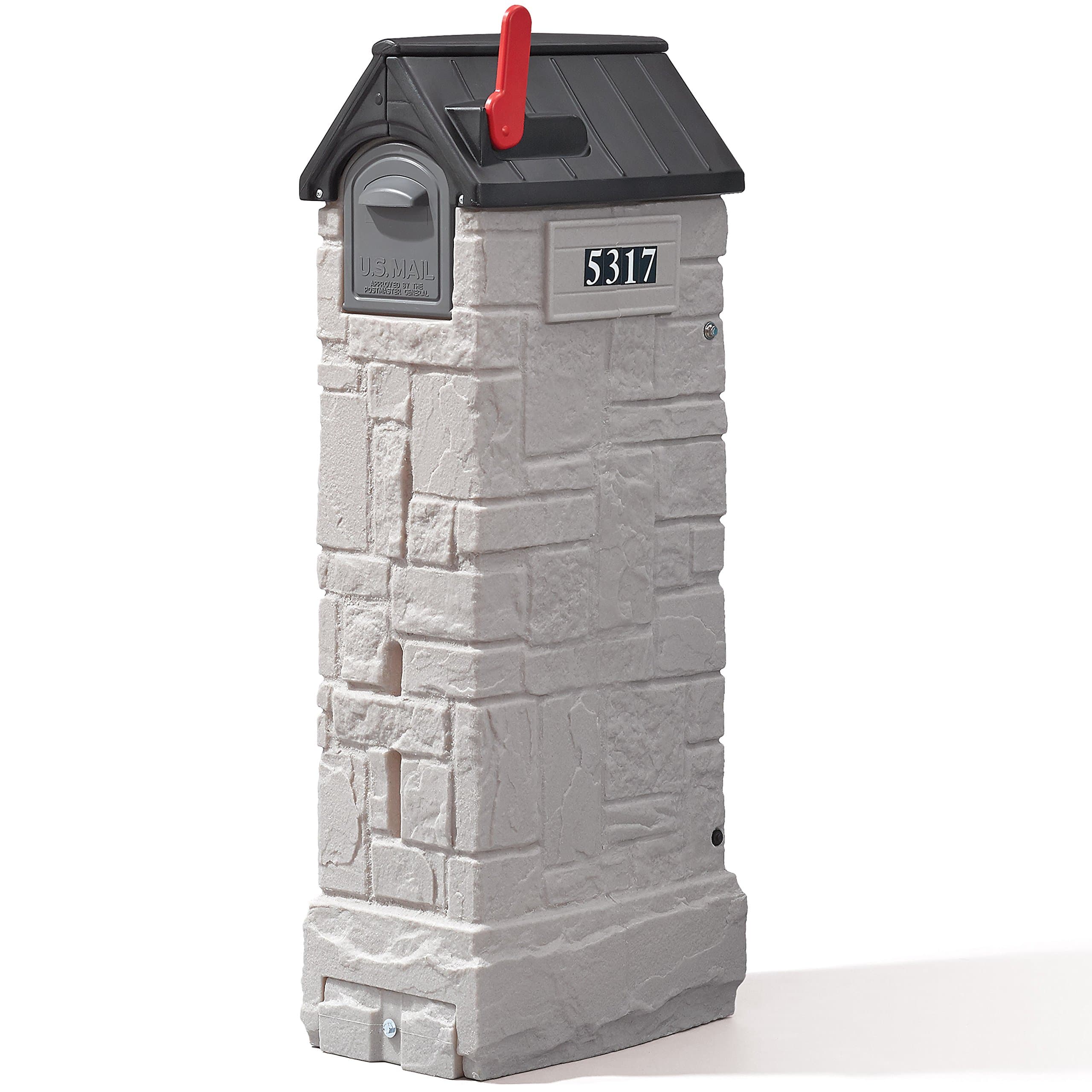 Step2 MailMaster StoreMore Mailbox, Extra Storage, Weather Resistant, Large Outdoor Mailboxes, Made of Durable Plastic, Easy to Install, Flag Included, Gray