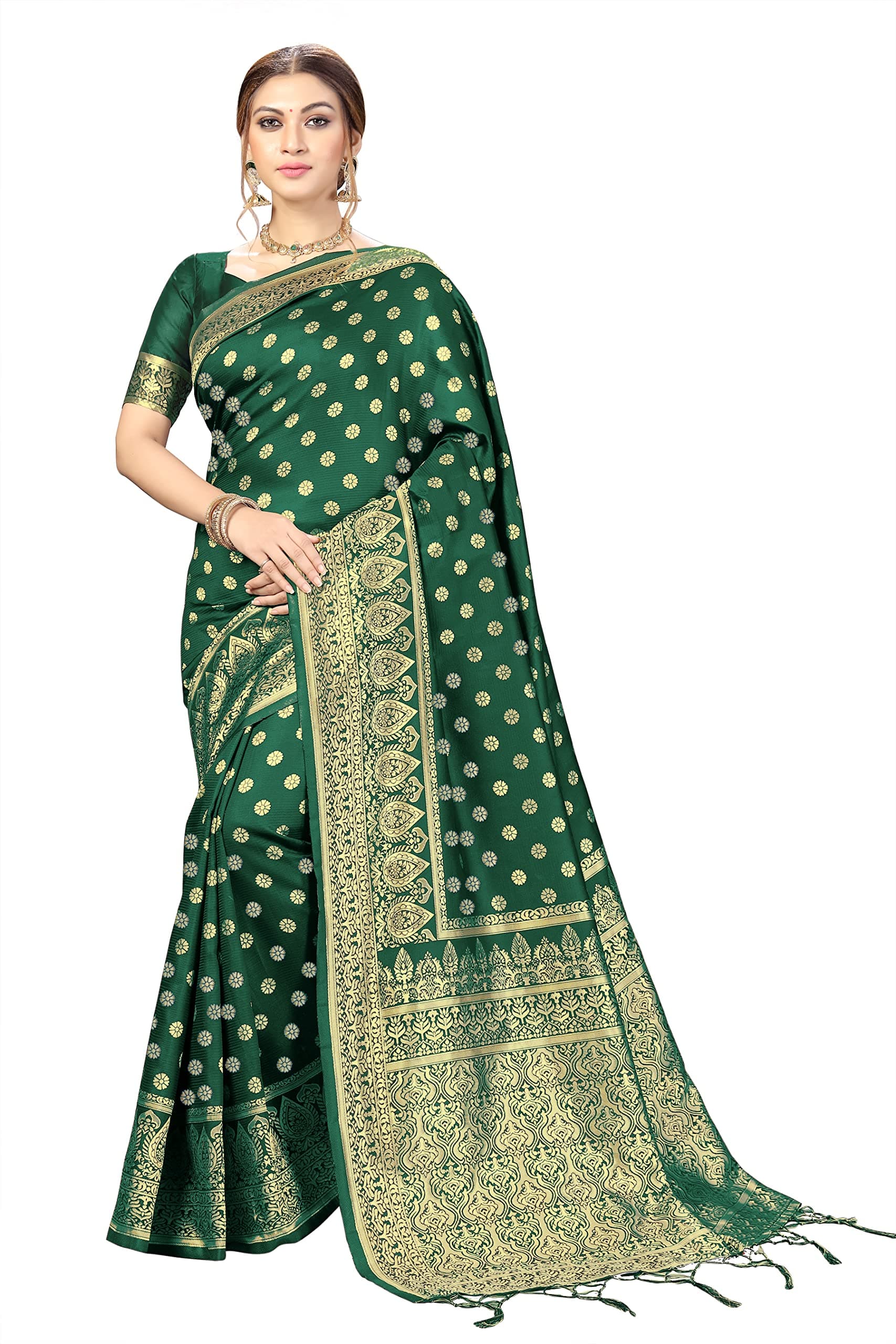 Women's Kanjivaram Banarasi Art Silk Saree with Blouse Piece