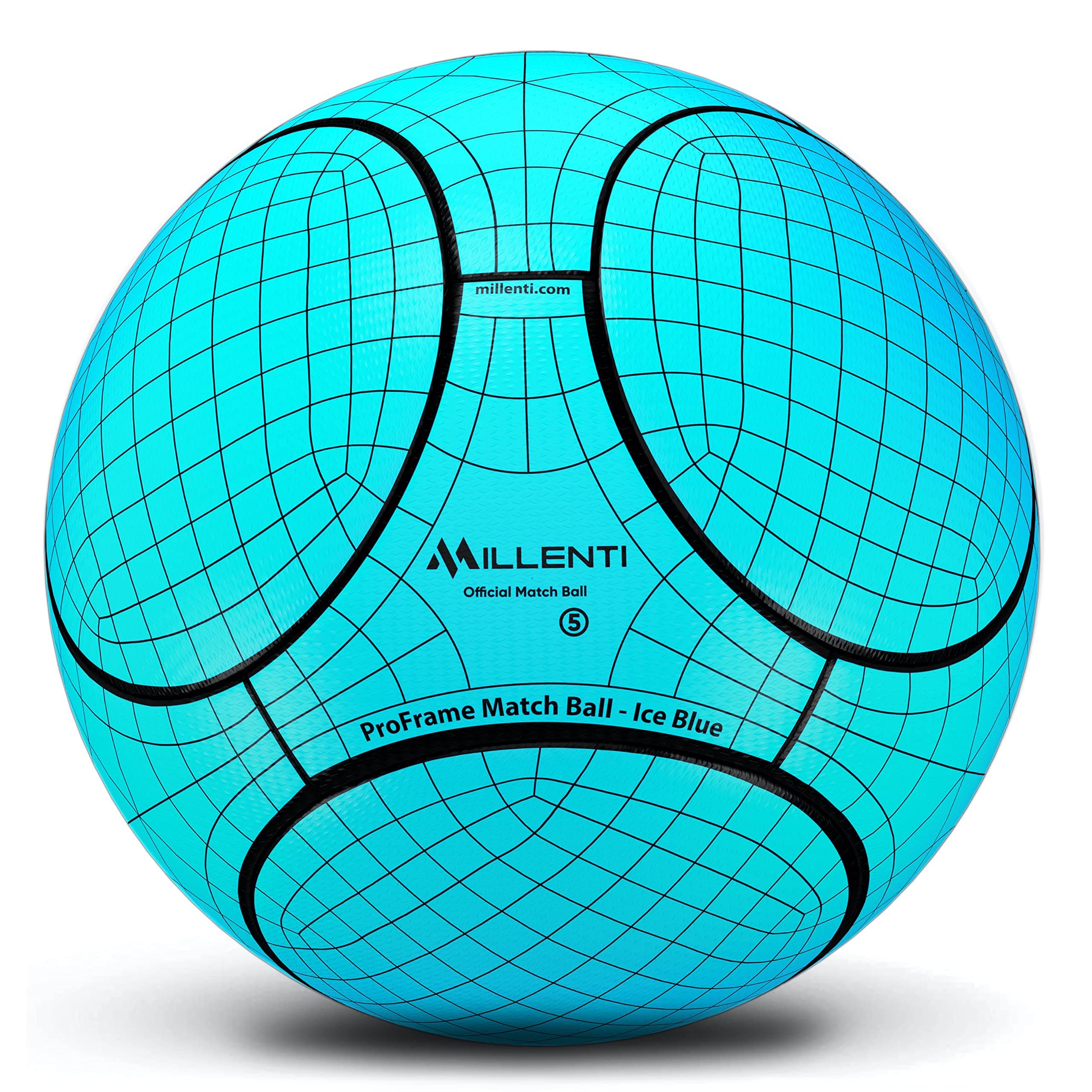 Millenti Soccer Ball ProFrame MatchBall Size 5 - Thermal Fused, Blue Black