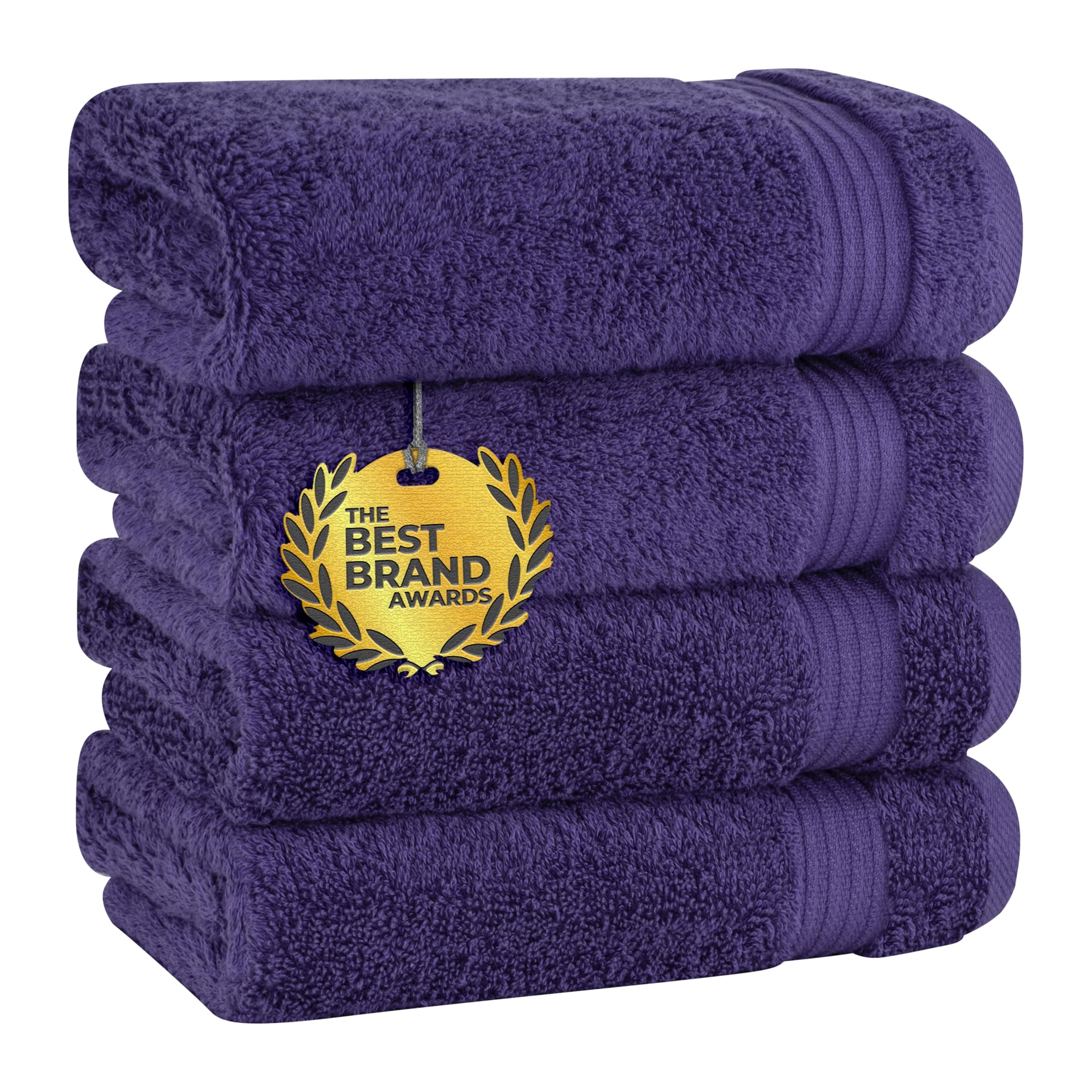 Cotton Paradise Hand Towels for Bathroom, 100% Cotton Turkish 4 Piece Hand Towel Set, Soft Absorbent Face Towels, Purple Hand Towels