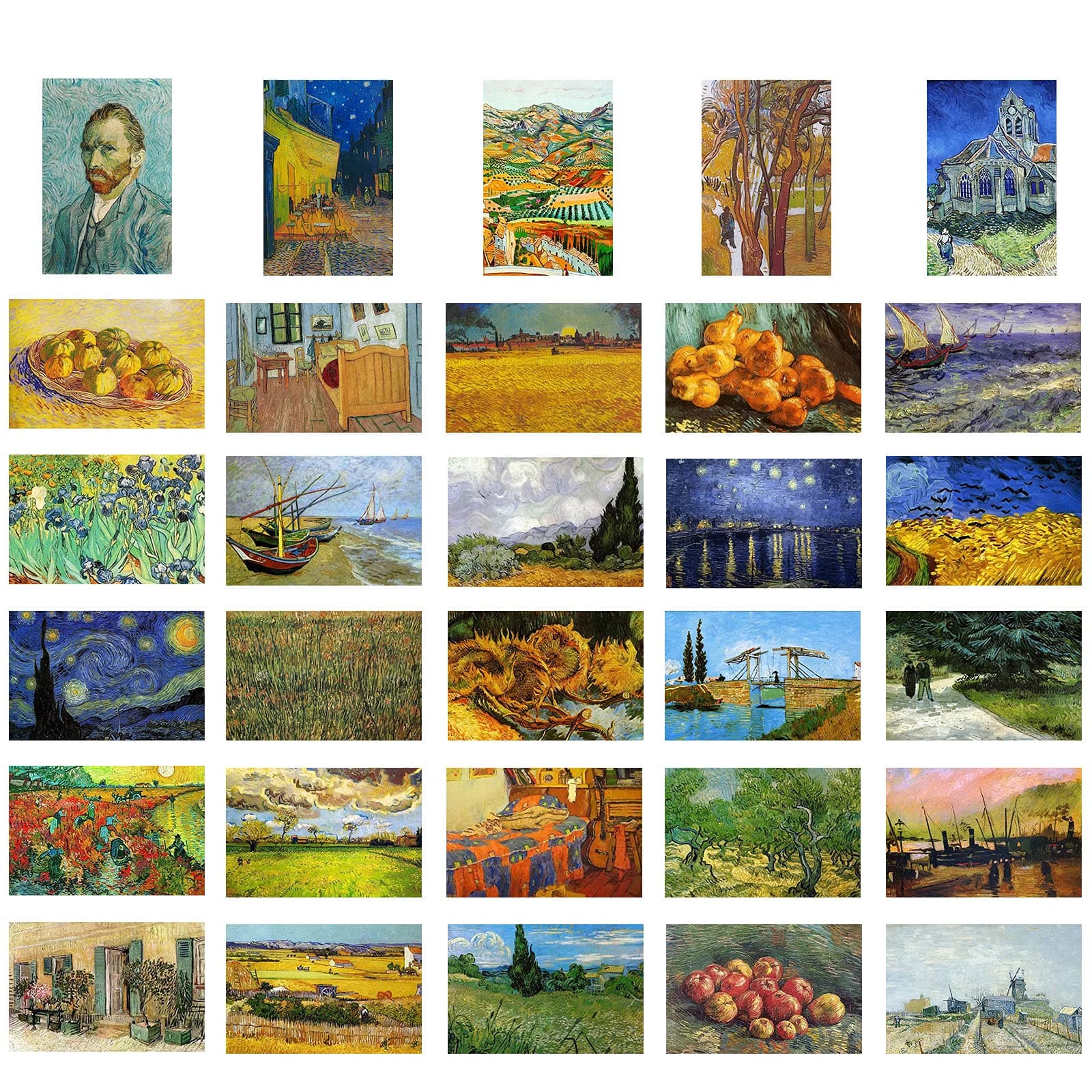 123 Life Wall Collage Kit By Vincent Van Gogh Oil Paintings - 30 Most Classic Paintings, Posters for Room Aesthetic, Art Print Poster for Bedroom Décor 4x6 Inch