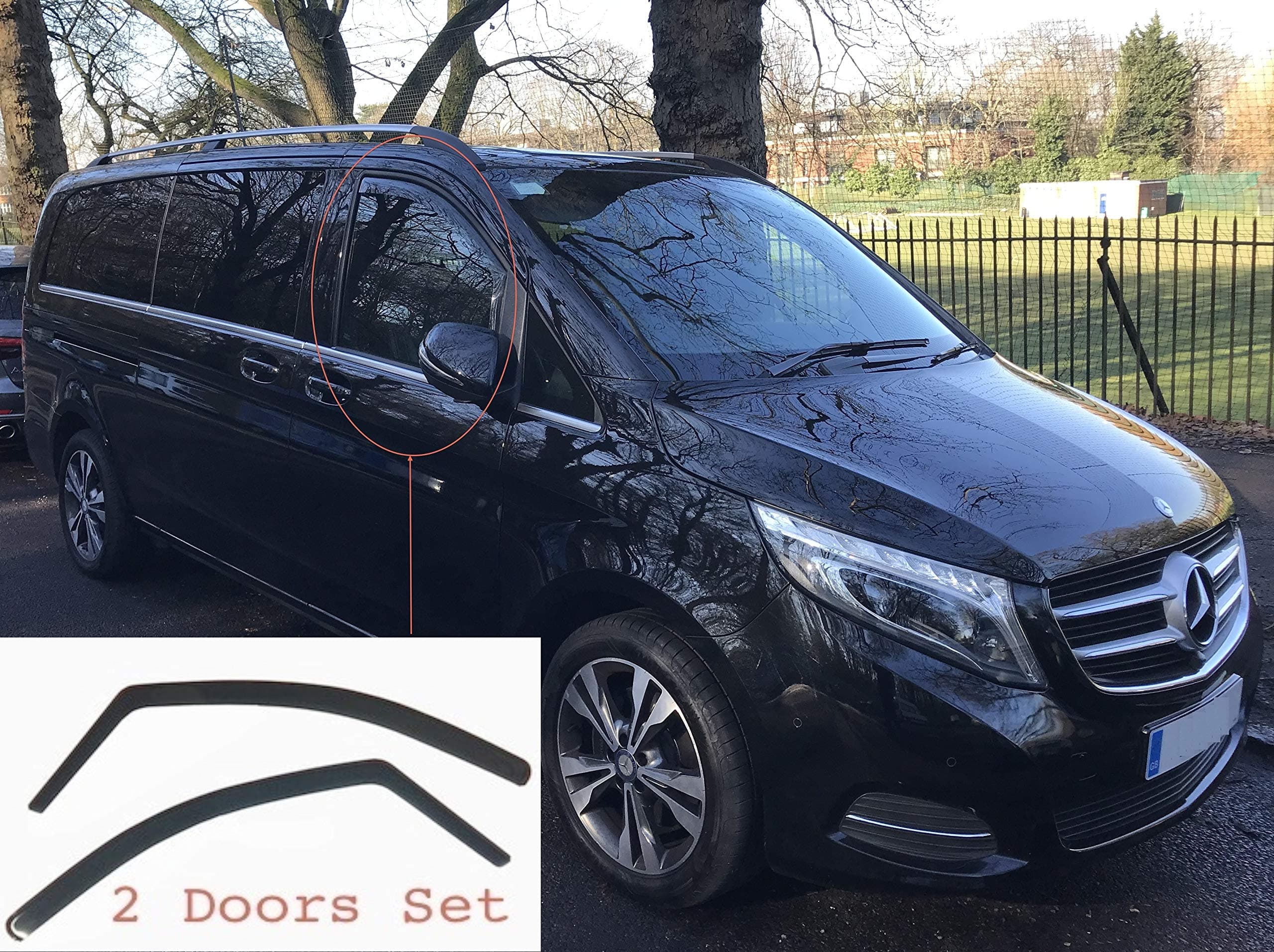 2x Wind Deflectors Compatible with Mercedes Benz Vito Viano V Class W447 2014 2015 2016 2017 2018 2019 2020 2021 2022 2023