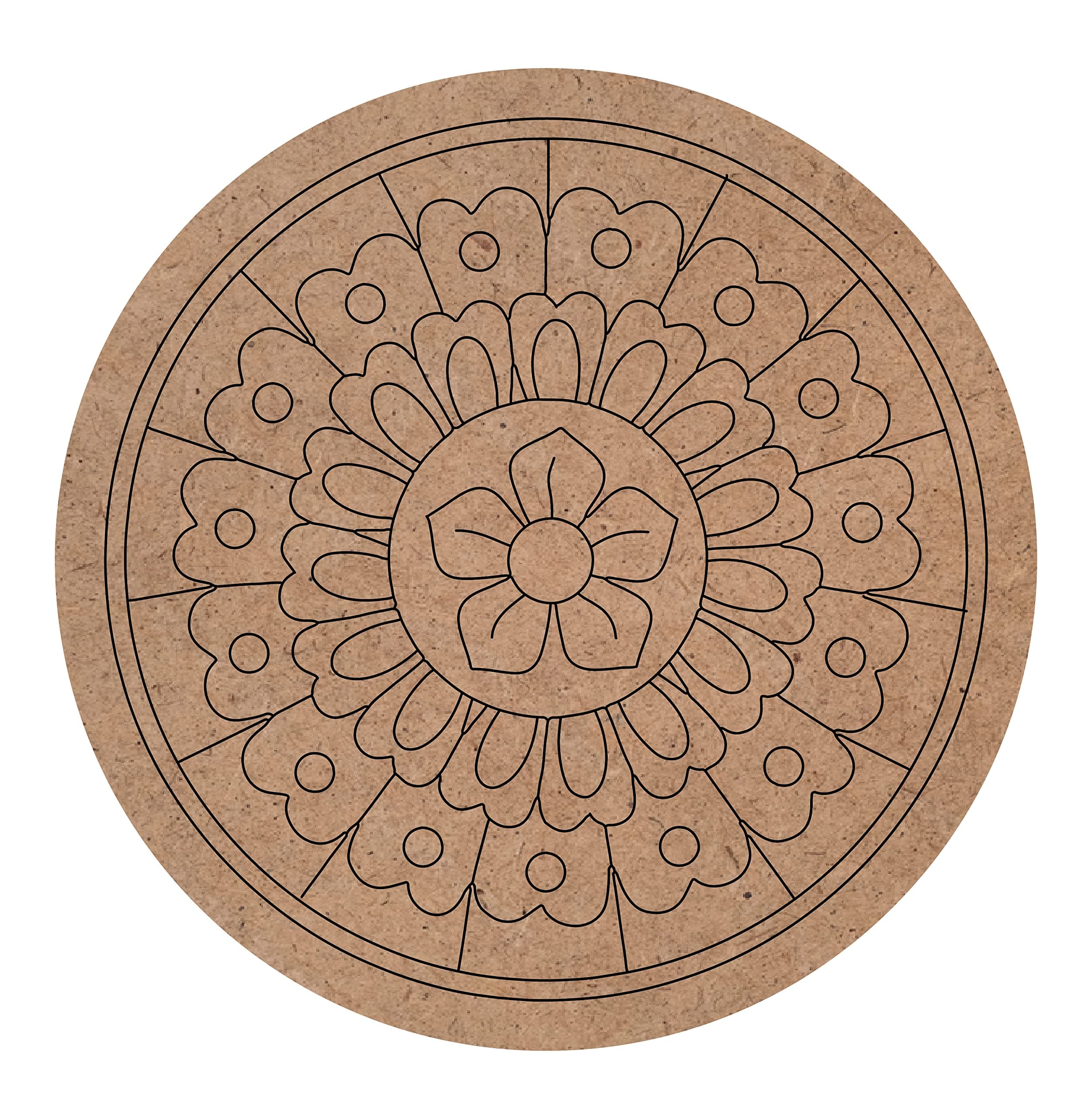 DOTME® Mandala Theme Pre Marked Wooden MDF Boards Art Craft Painting Cutout DIY Work Home Decor Artistic (6 Inch)