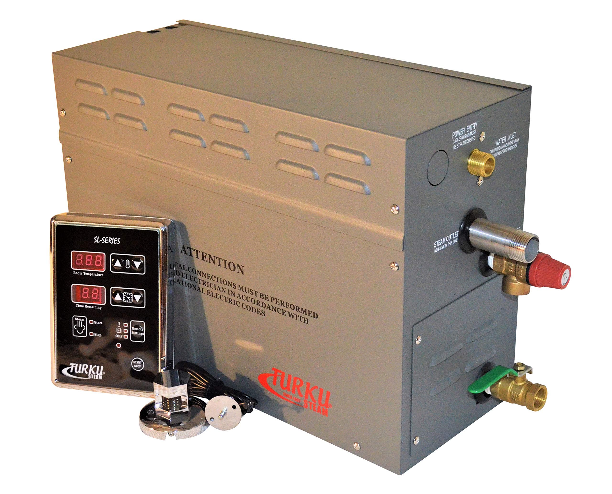 TK90 FULL SET TURKU 9KW 240V RESIDENTIAL STEAM GENERATOR KIT with CONTROLLER, STEAM HEAD and MANUAL DRAIN VALVE