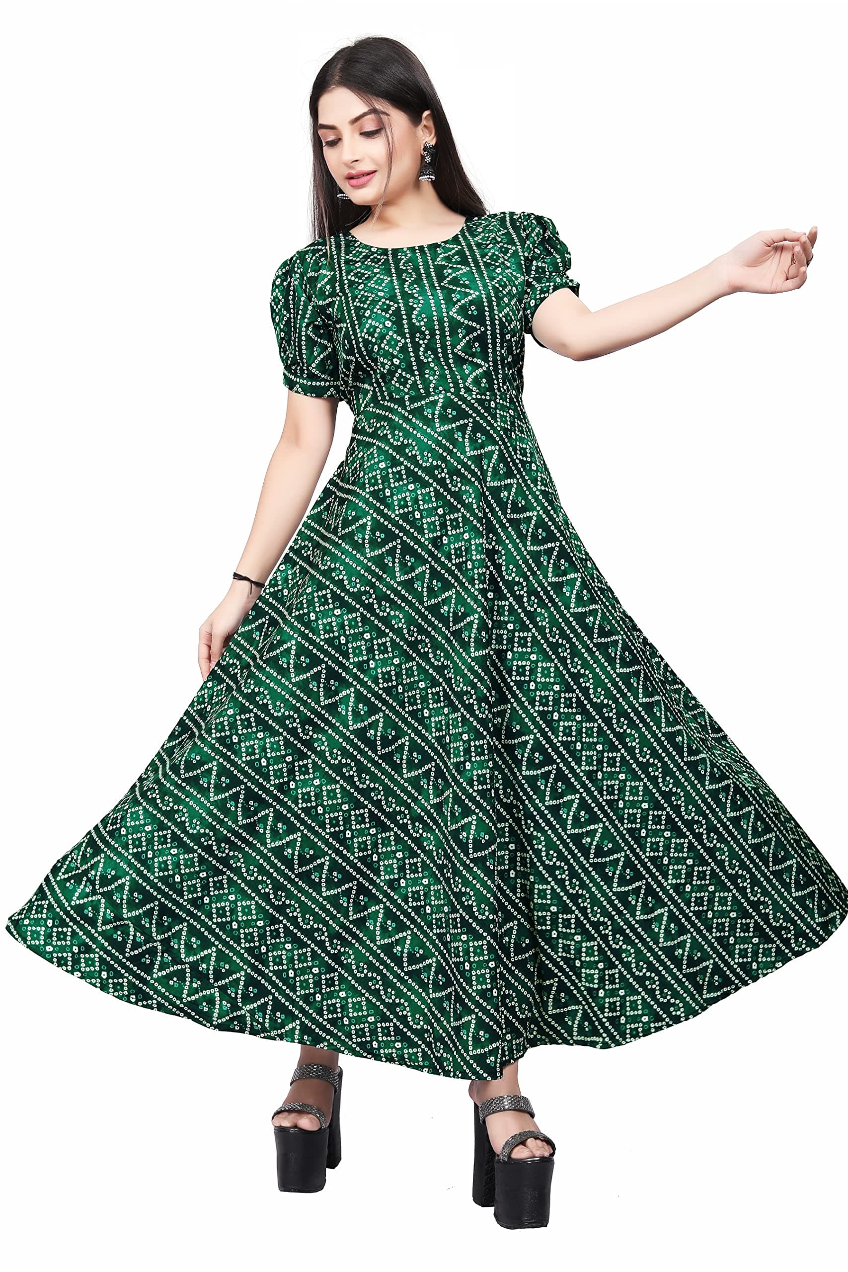 QENA MULTICOLOR A LINE MAXI DRESS FOR WOMEN