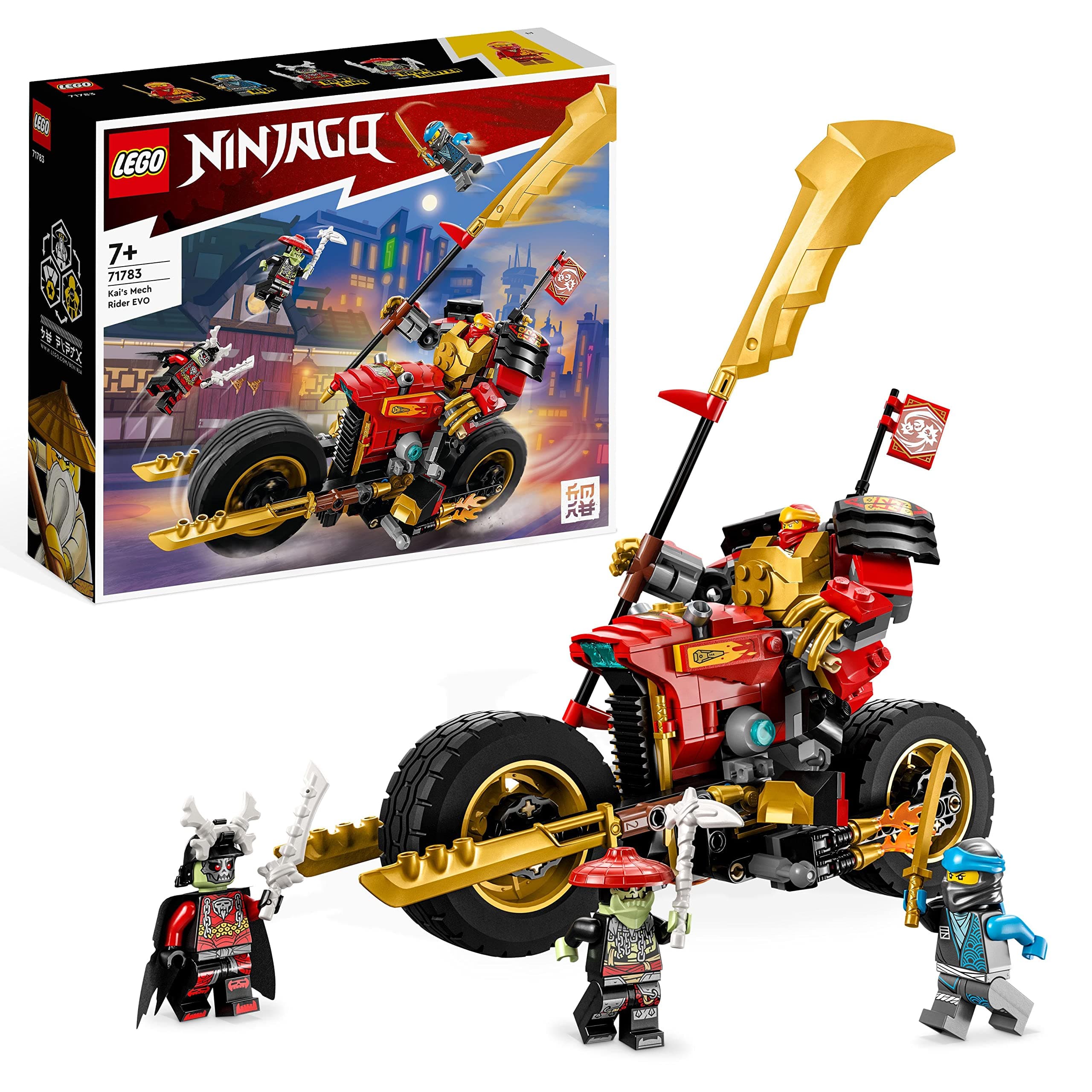 NINJAGO Kai’s Mech Rider EVO, Upgradable Ninja Motorbike Toy, Mech Action Figure and 2 Bone Warrior Minifigures, Collectible Toys for Kids, Boys & Girls 7 Plus Years Old 71783