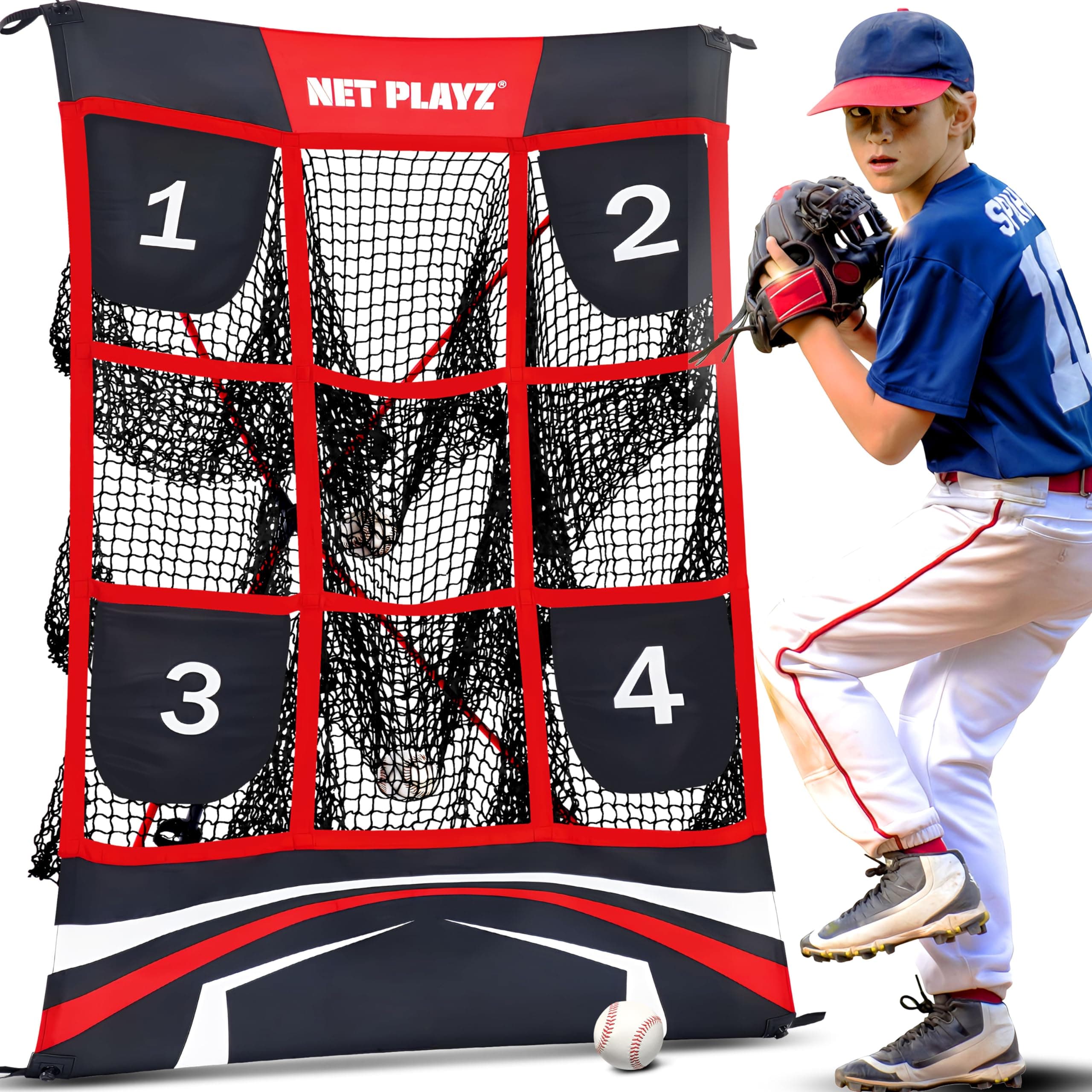 Baseball Net - Pitching Target Net, 9 Pocket Strike Zone | Pitcher Training Equipment/Softball Self-Train Practice Net