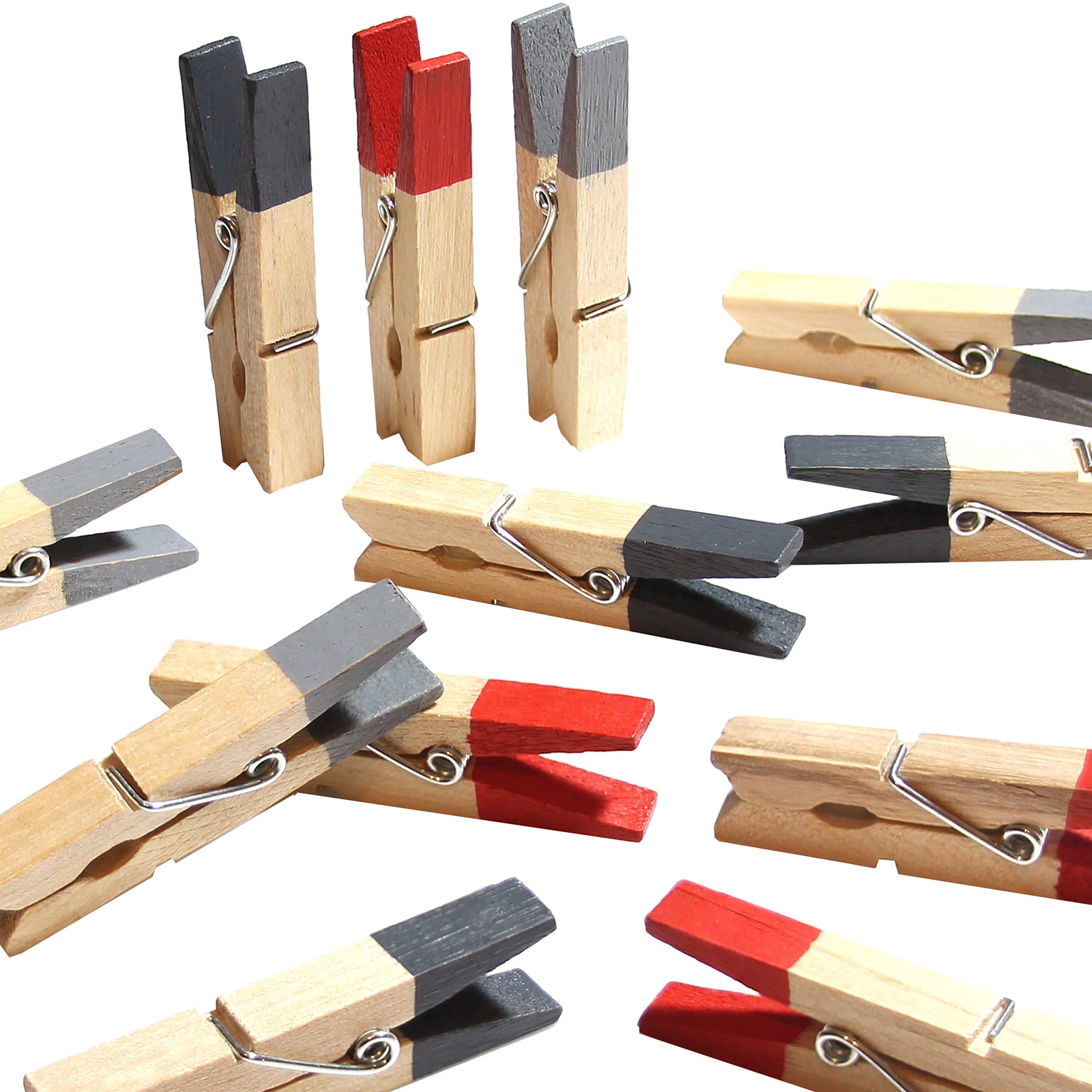 LeTOMA - 12 Colorful magnet clips - Clothespins 45mm with super strong neodym magnet - Ideal for fridge, whiteboard, magnetic board, pinboard, magnetic Wall - Colored magnetic clips - Black, Grey, Red