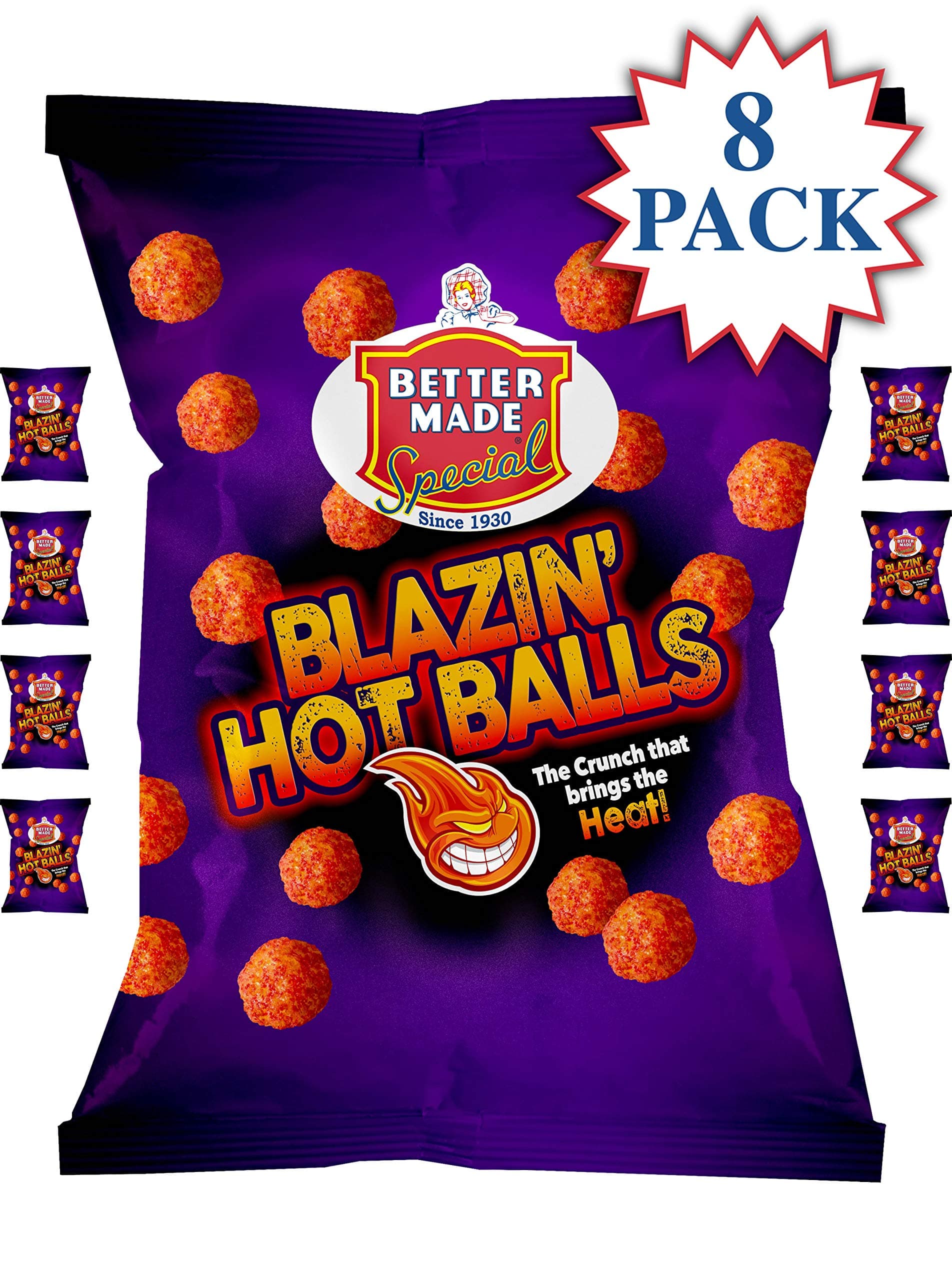 Better Made Special Blazin' Hot Balls (8) x Bags 2.5oz Each (Pack of 8)
