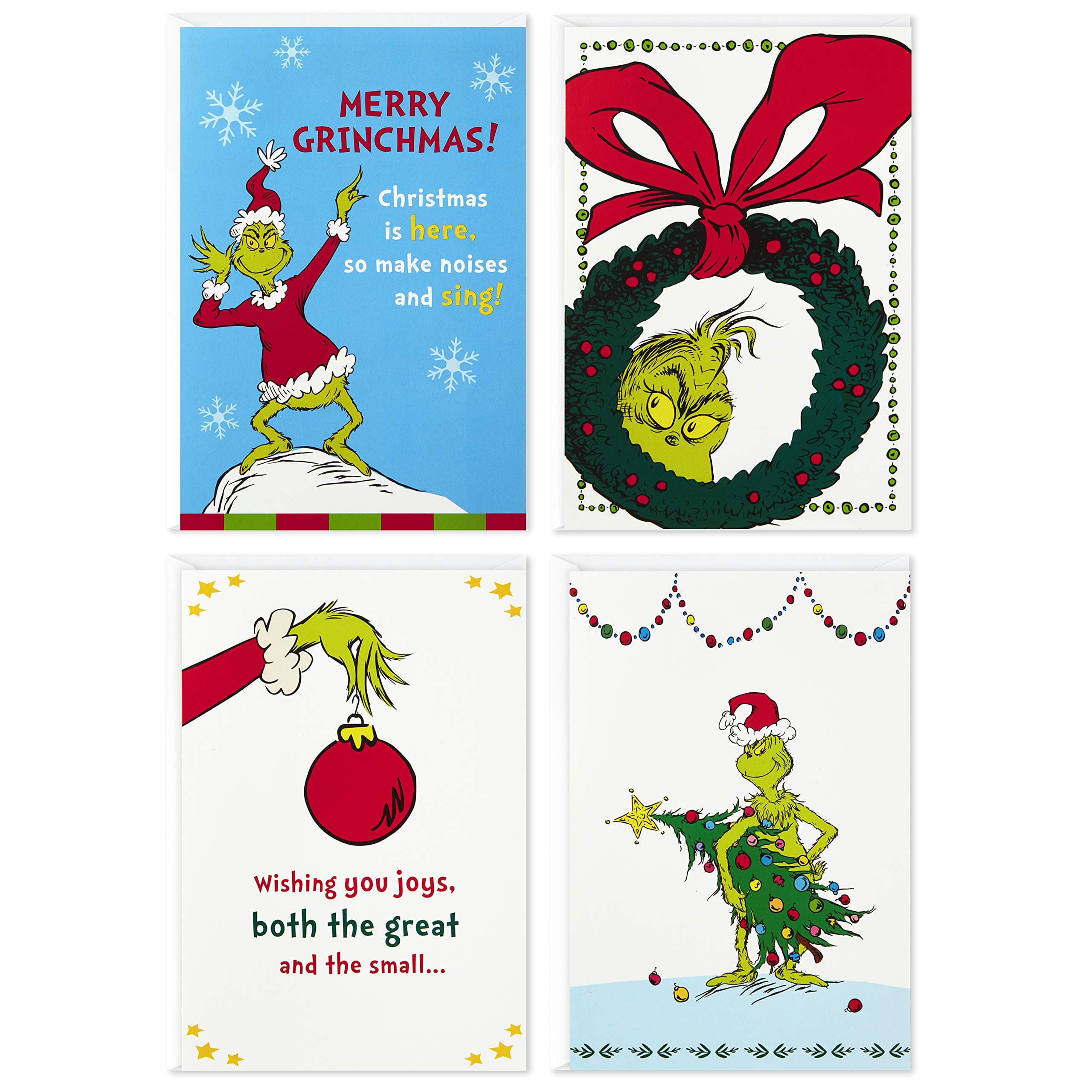 Image Arts Boxed Christmas Cards Assortment, Classic Grinch (4 Designs, 24 Christmas Cards with Envelopes)